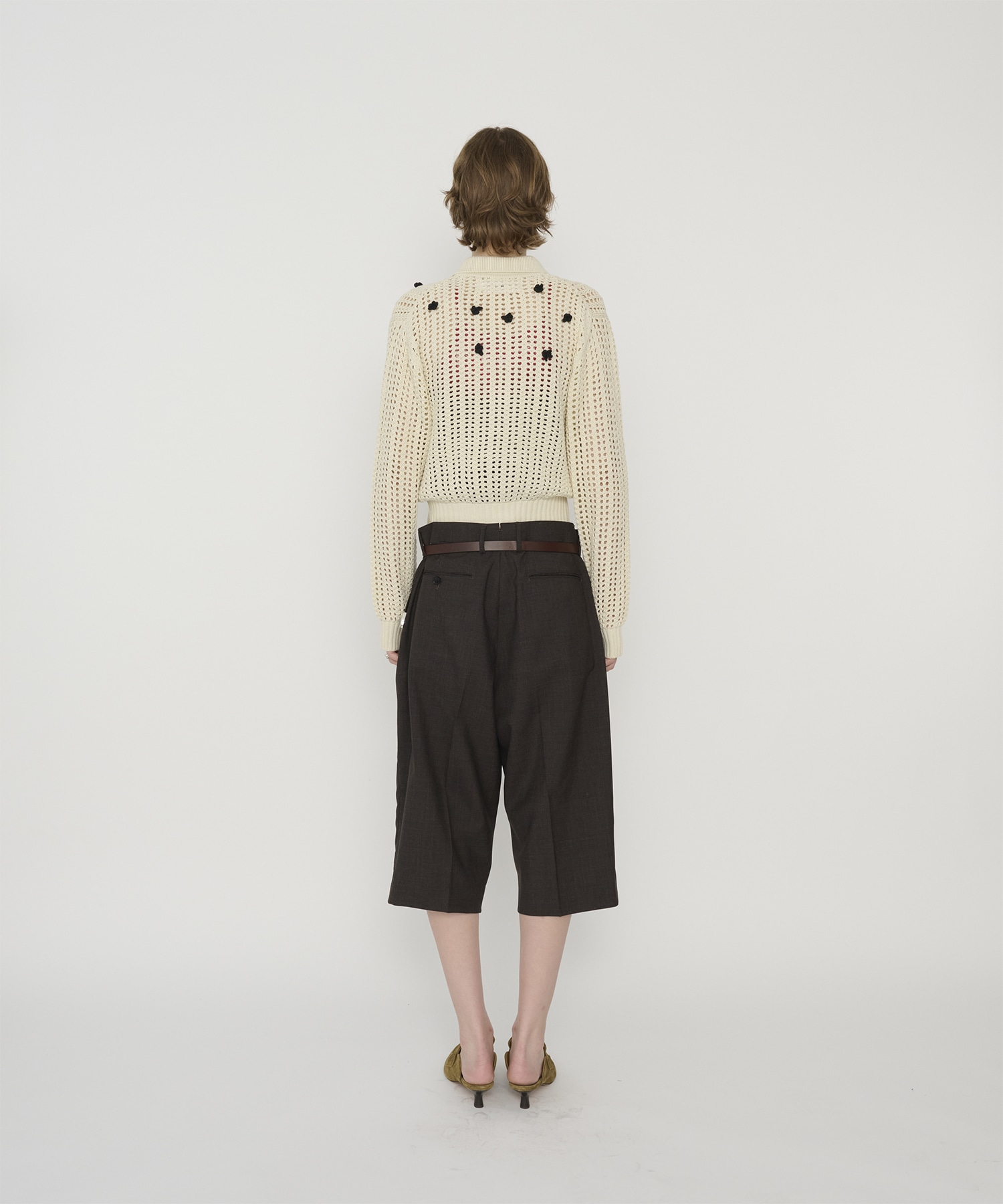 CROCHET STAR 7G MESH POLO COLLAR CARDIGAN JANE SMITH