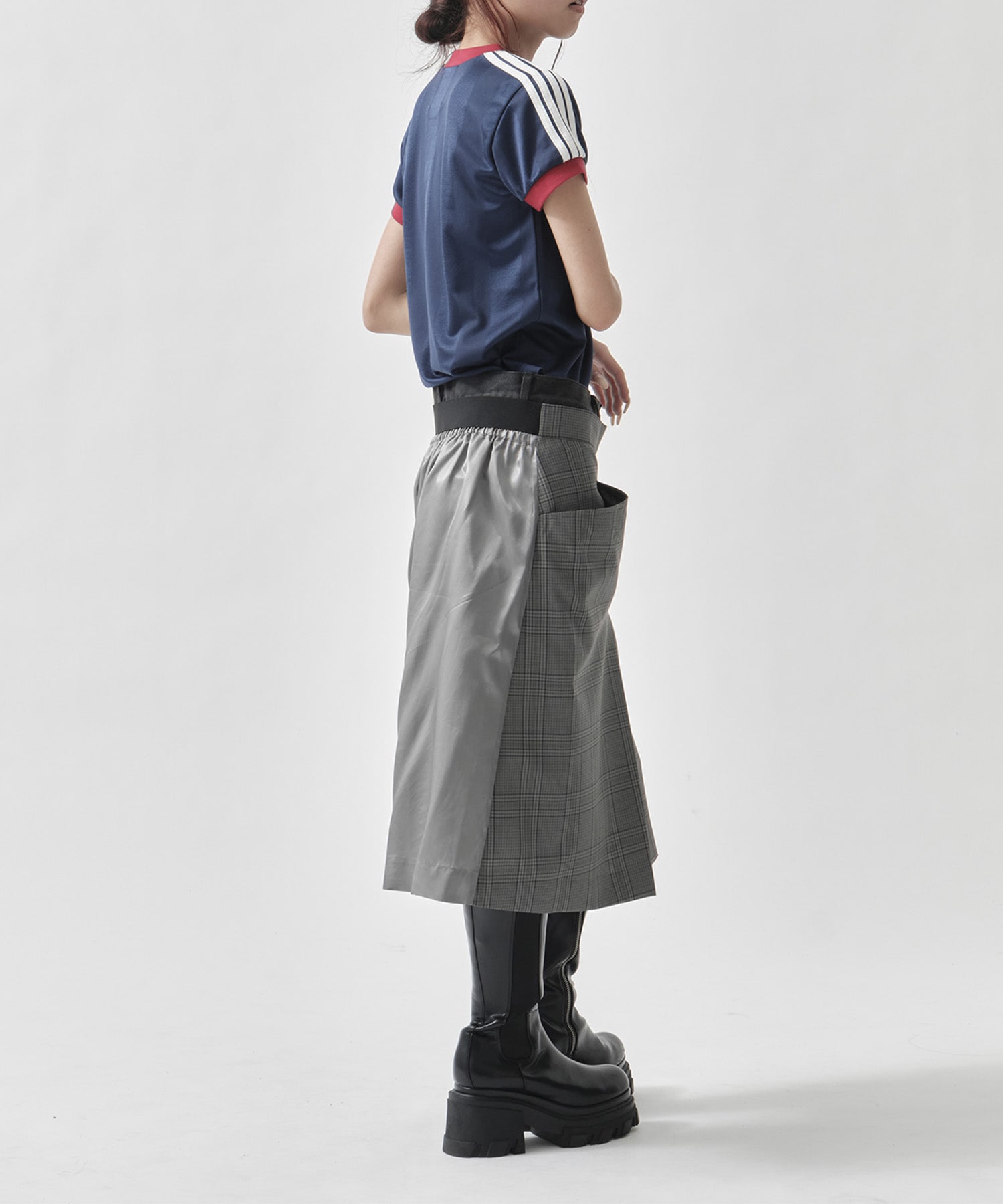 Wool Check Box Pleats Skirt INSCRIRE