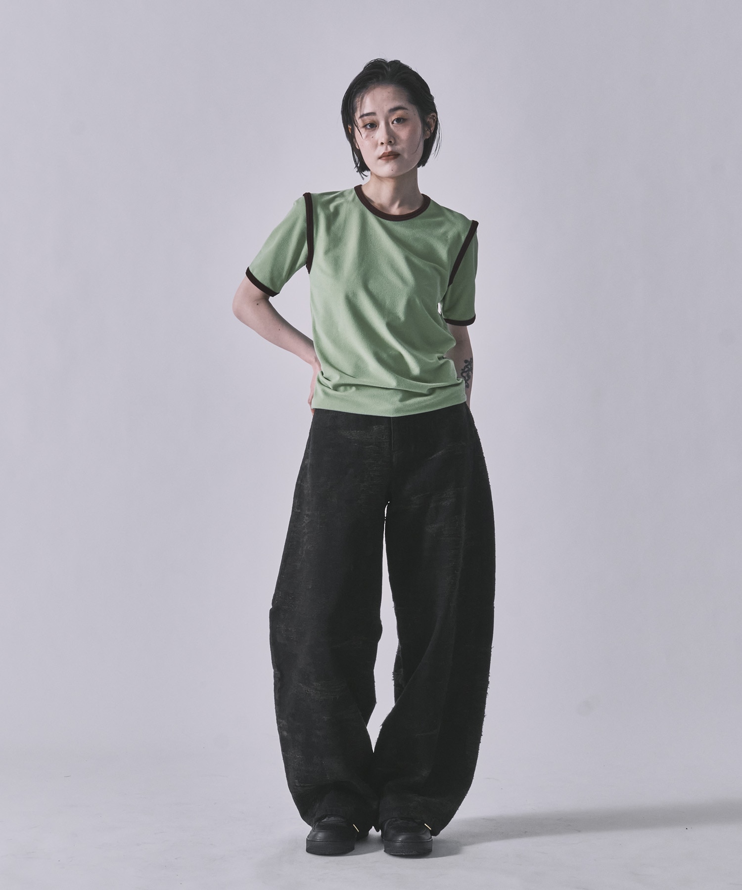 STRETCH PILE RINGER TEE kotohayokozawa