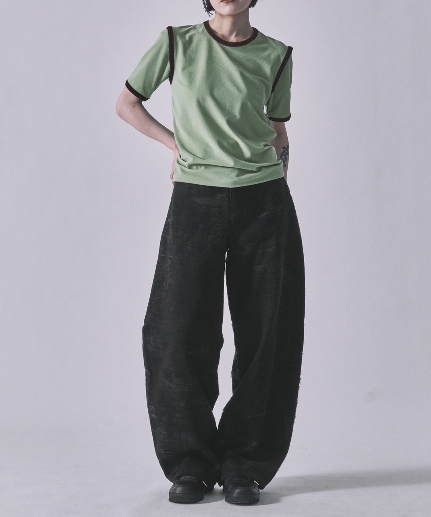 STRETCH PILE RINGER TEE kotohayokozawa