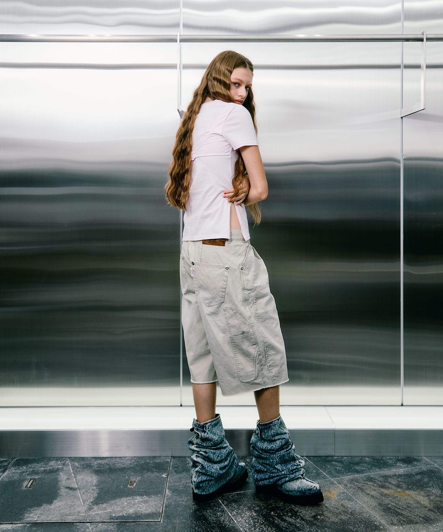 BASICKS×duck double knee curved leg shorts CONZ