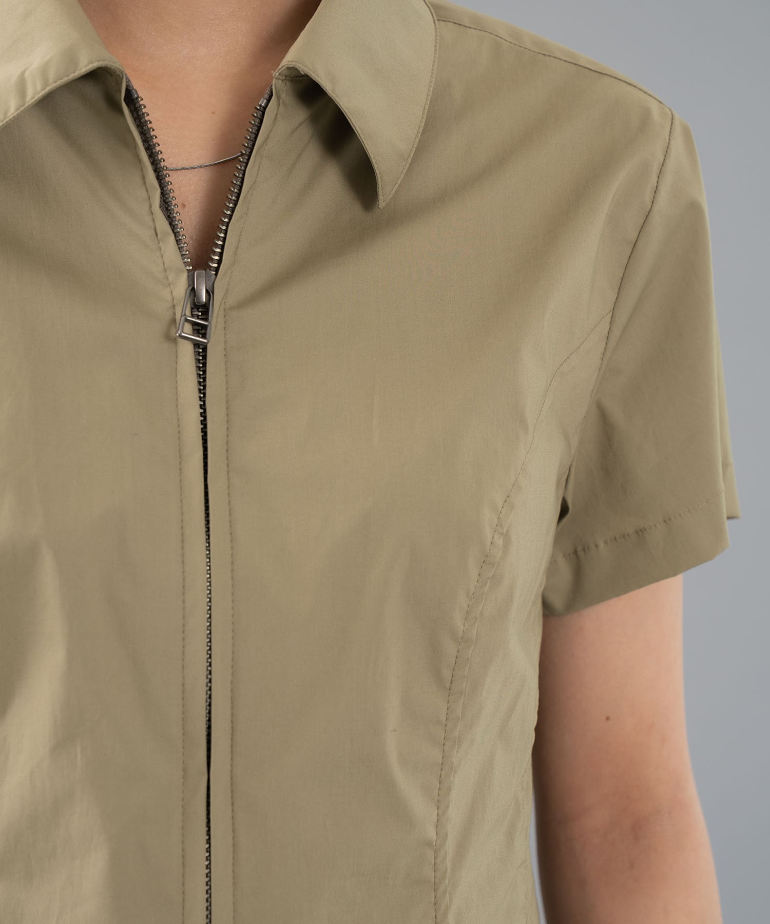 fitted zip up shirt short sleeve CONZ