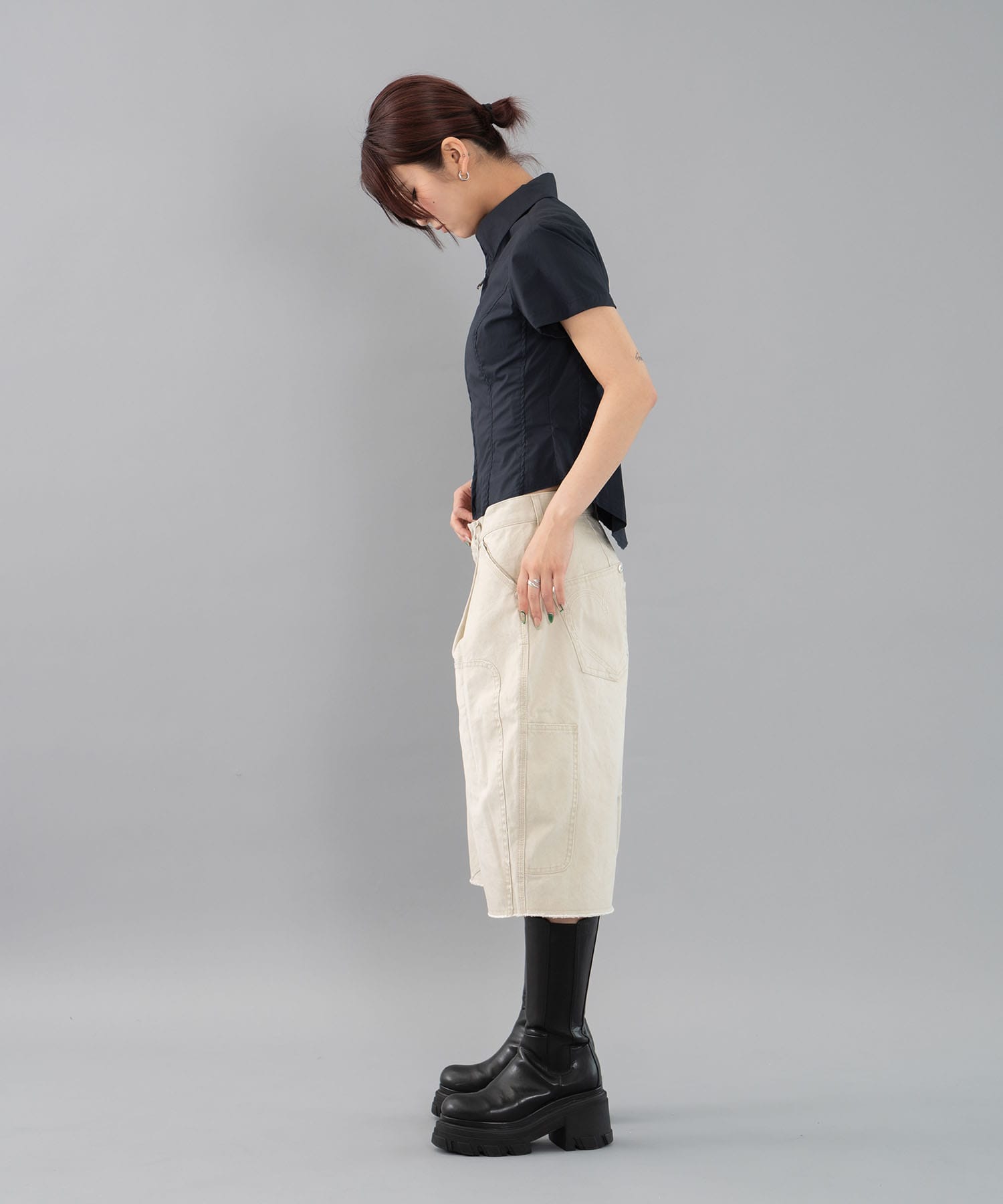 fitted zip up shirt short sleeve CONZ