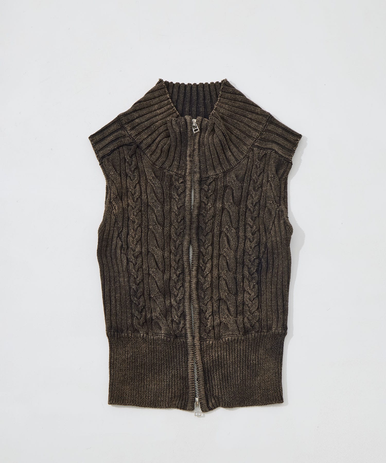 sleeveless zip knit tops CONZ