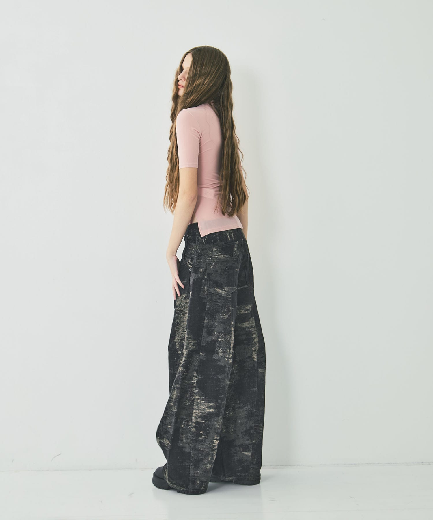 DENIM CURVED PANTS TAAKK