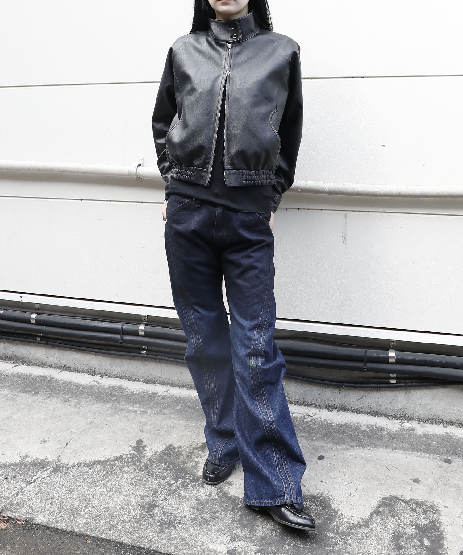 harrington jacket vintage faux leather CONZ