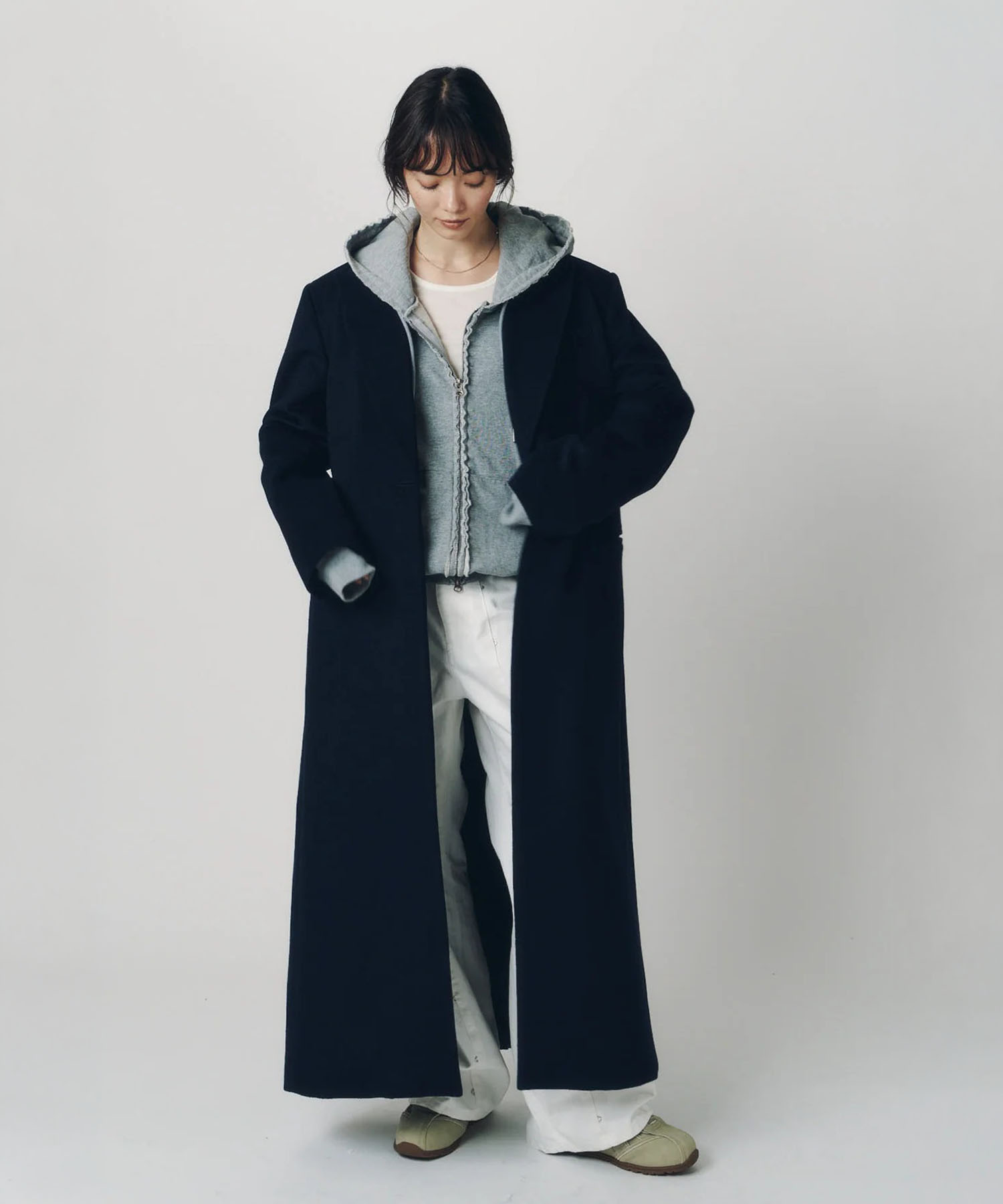 single-breasted long coat/navy Knuth Marf