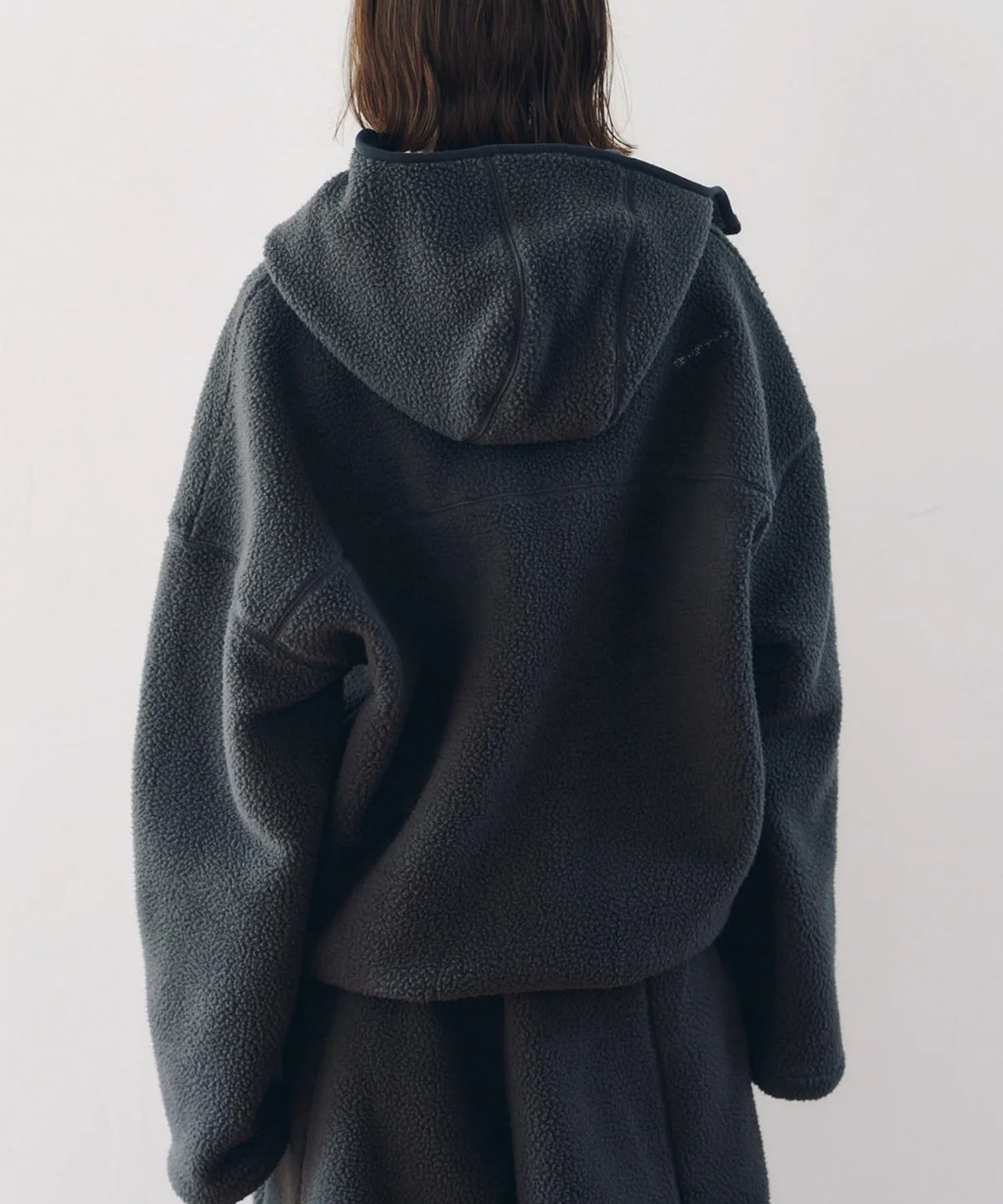 curved zip boa hoodie(unisex) Knuth Marf
