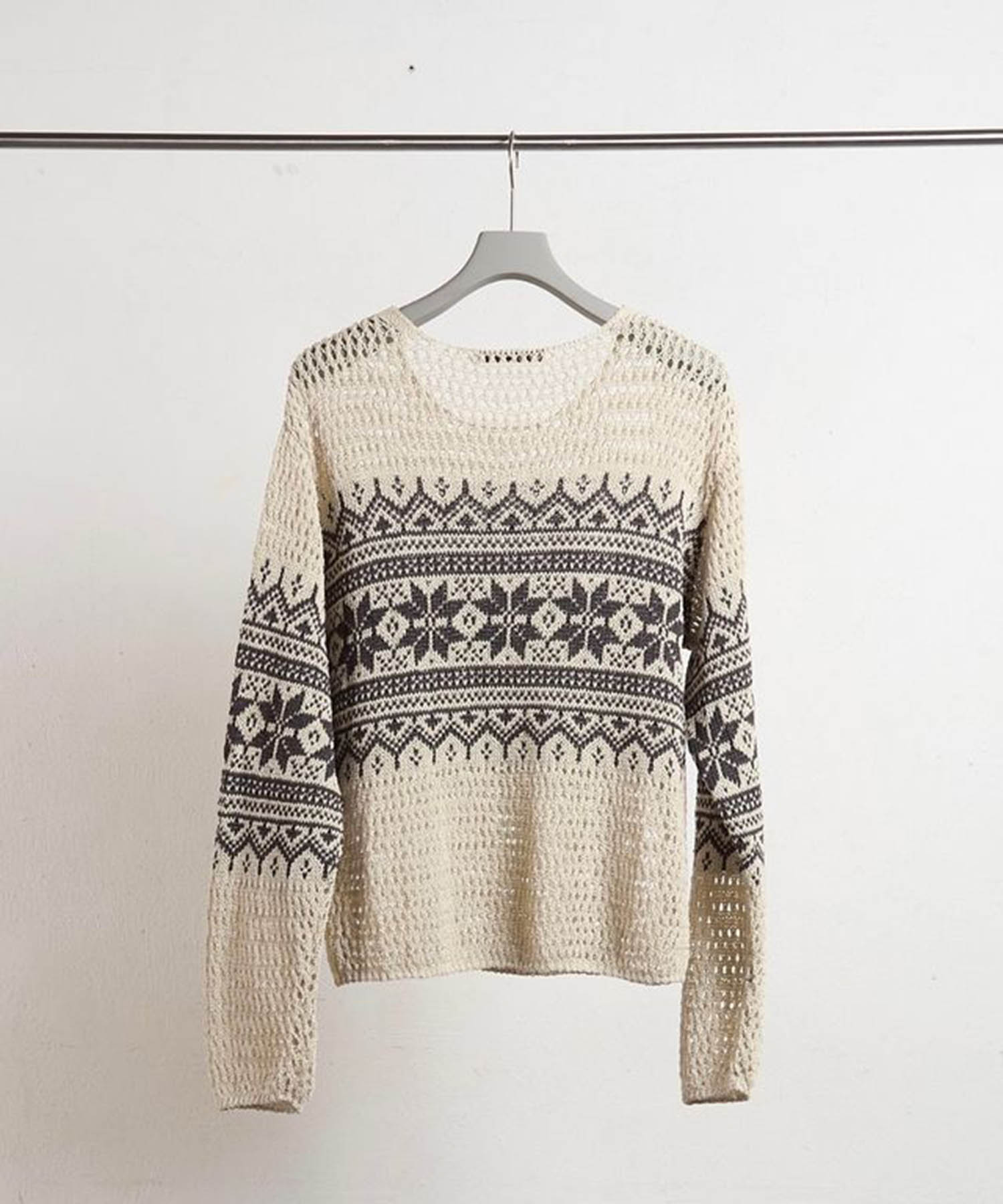 NORDIC JACQUARD OPEN KNIT SWEATER NVRFRGT