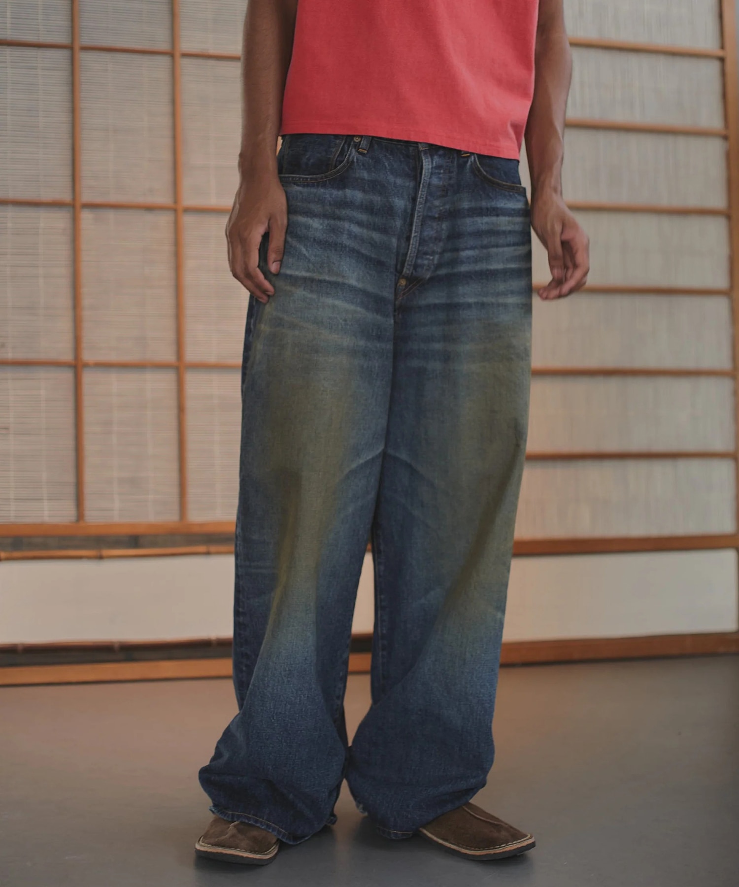 FRESH MAN DENIM WIDE PANTS USED refomed