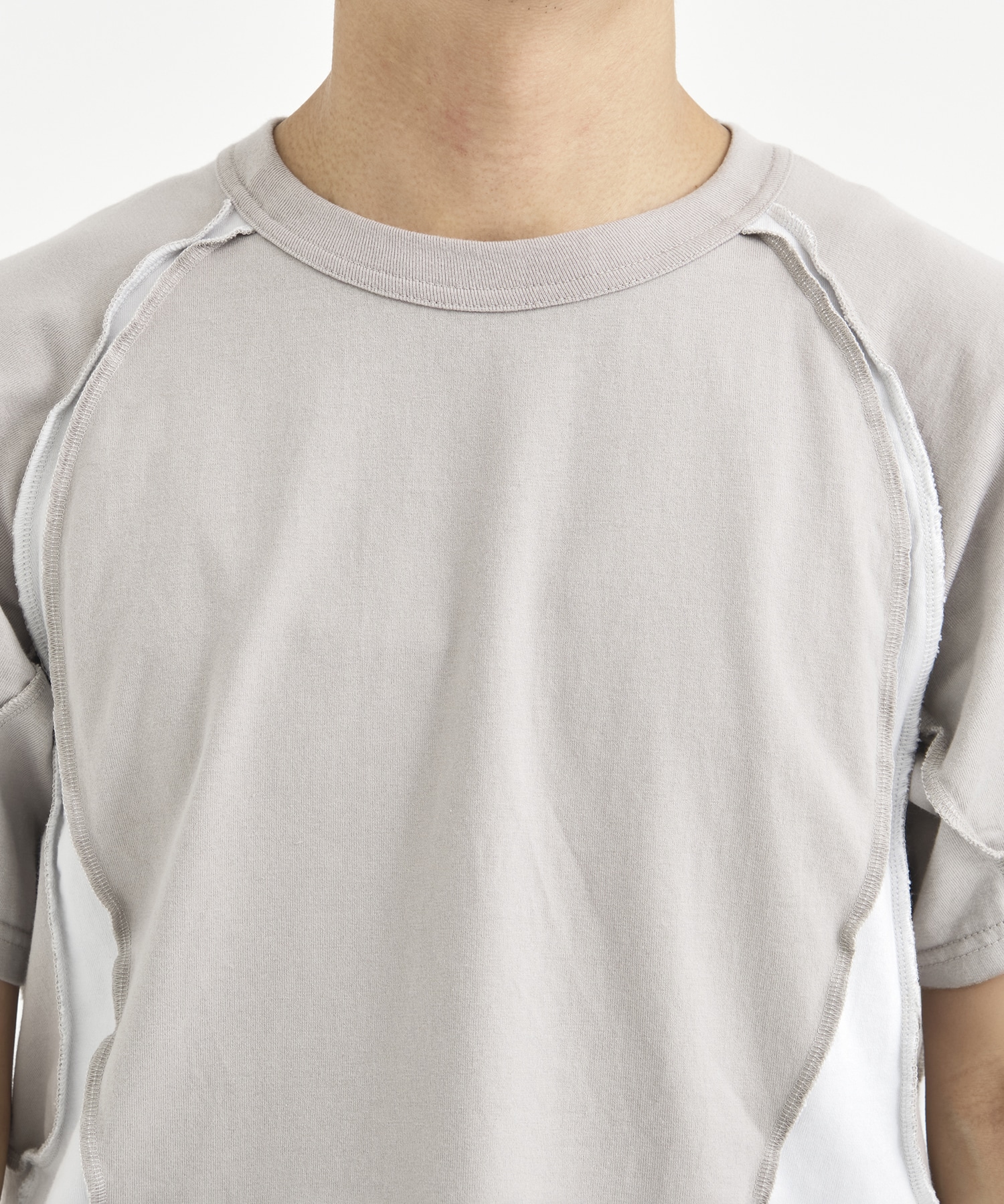 別注 PANELED HALF SLEEVE T-SHIRT NVRFRGT