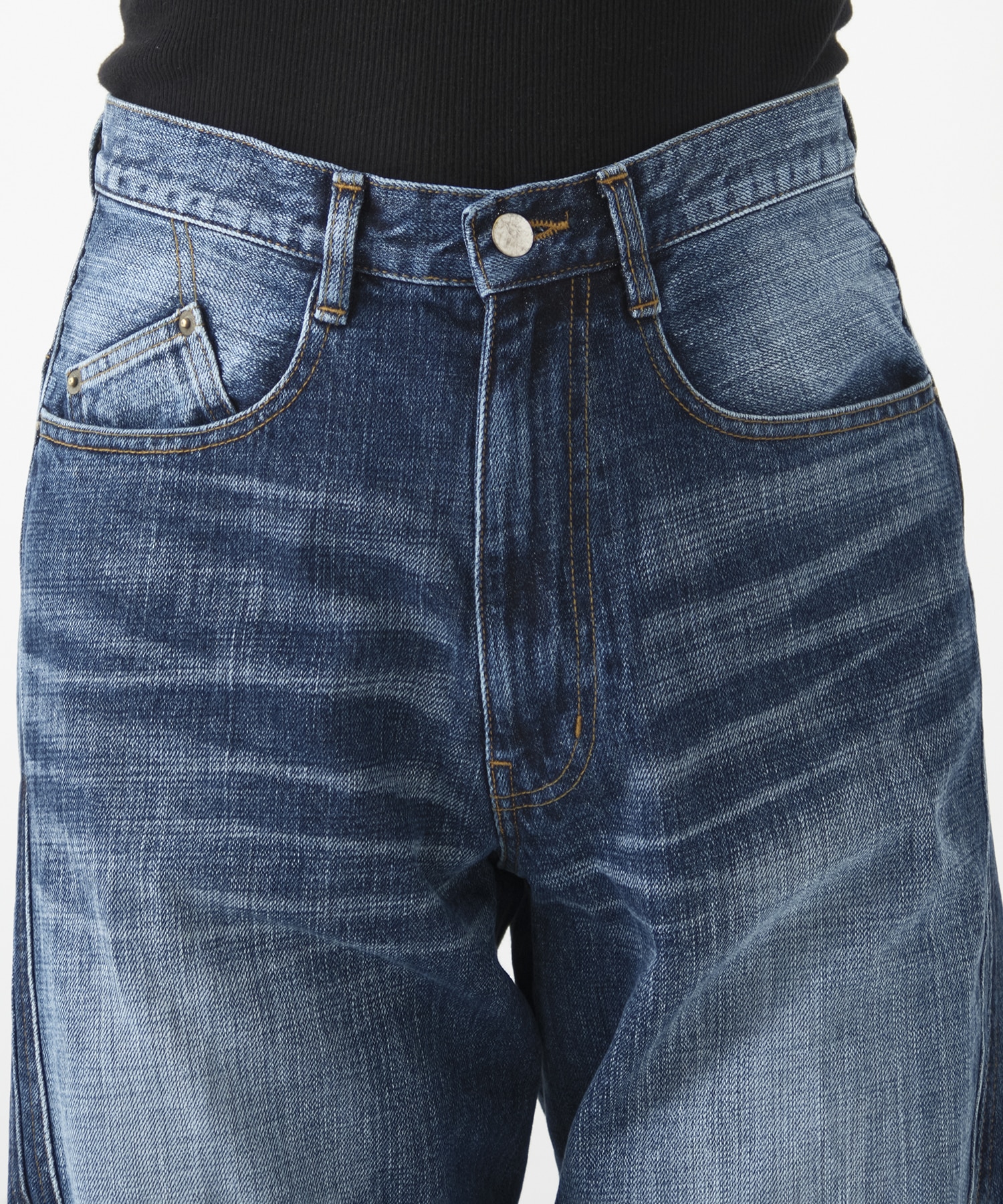 別注 3D TWISTED WIDE LEG FADED JEANS NVRFRGT