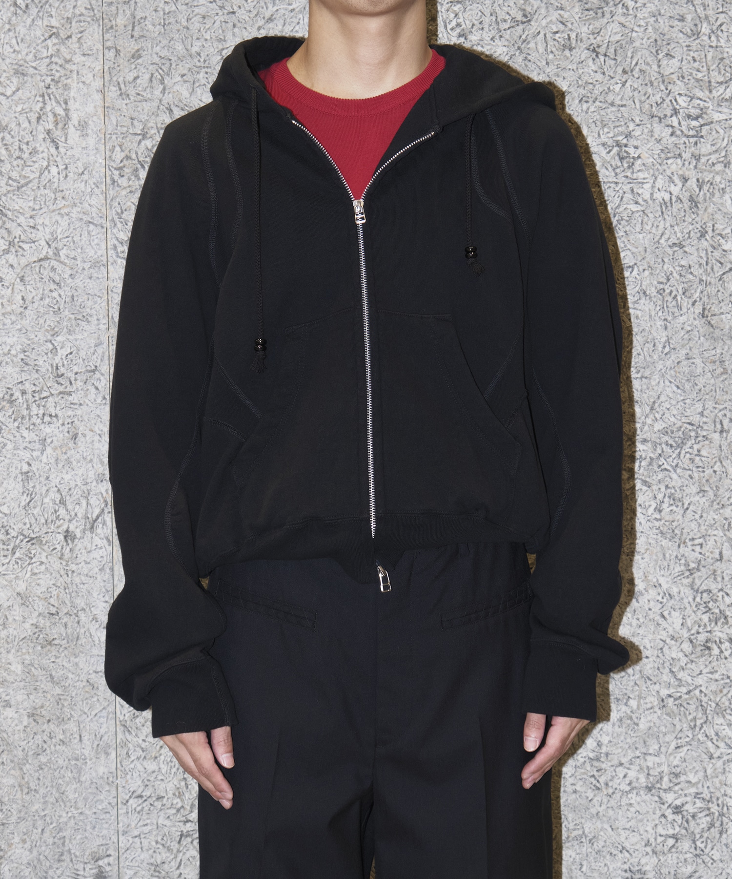 PANELLED ZIP UP HOODIE NVRFRGT