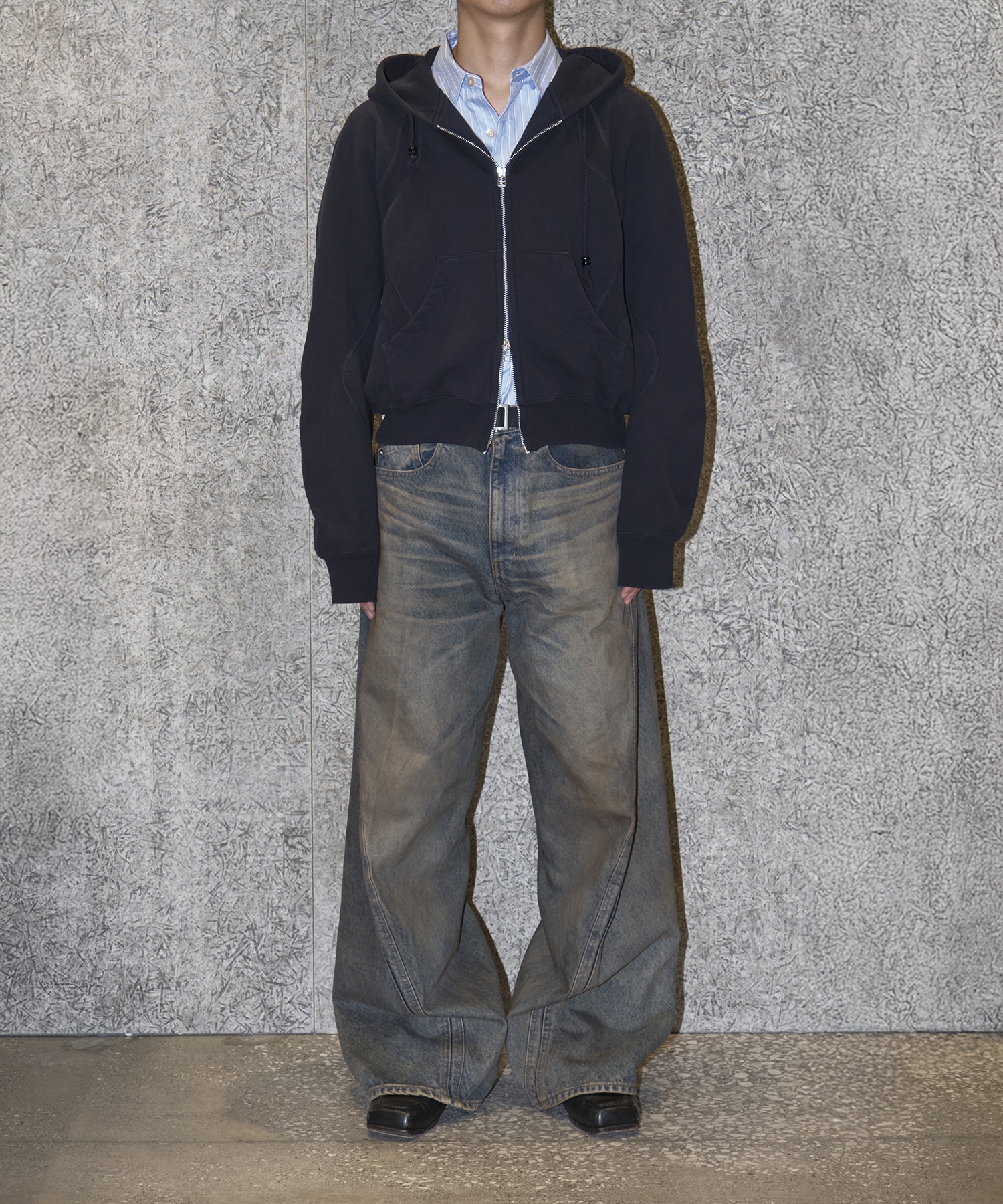 PANELLED ZIP UP HOODIE NVRFRGT