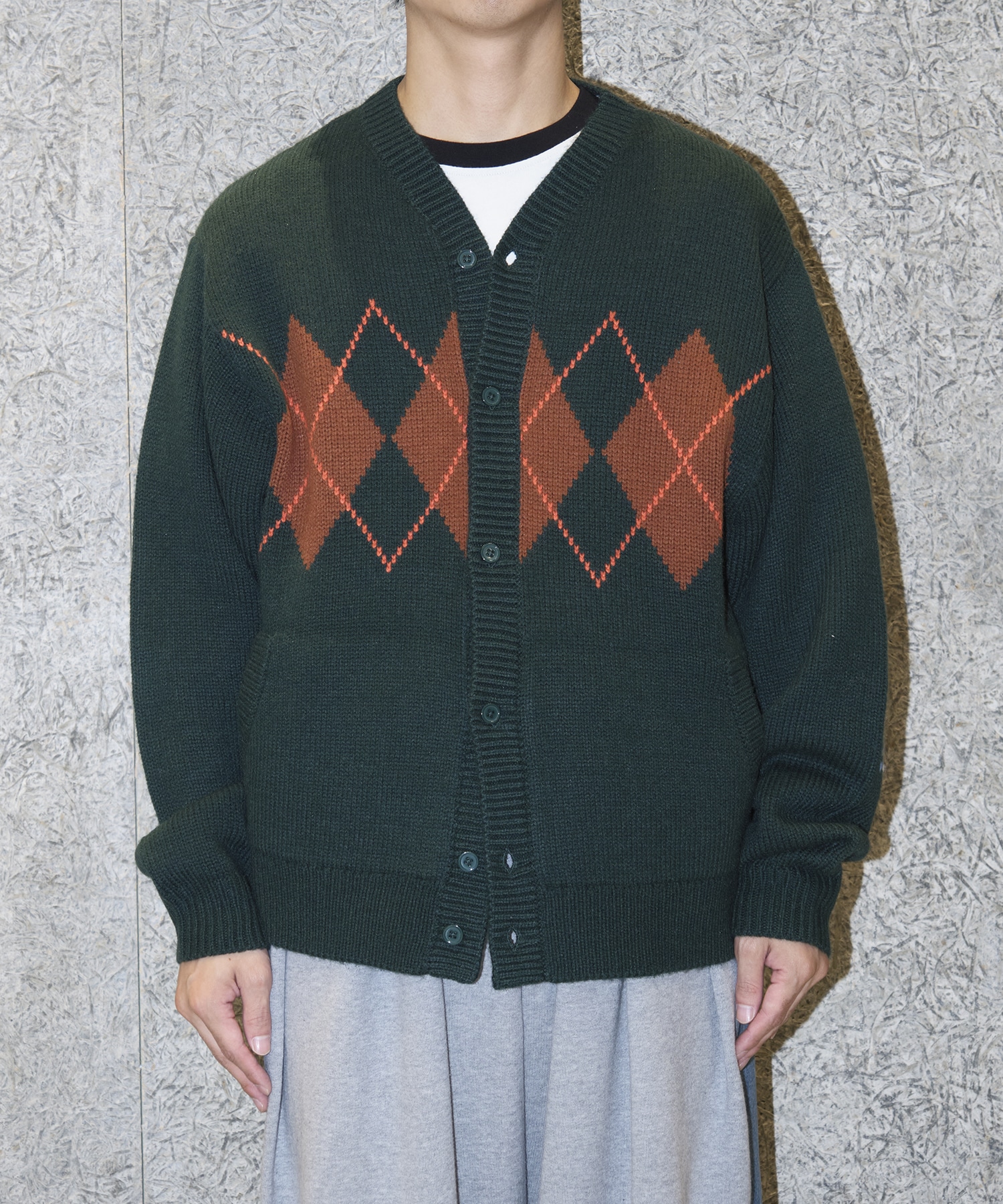 ARGYLE CARDIGAN RICE NINE TEN