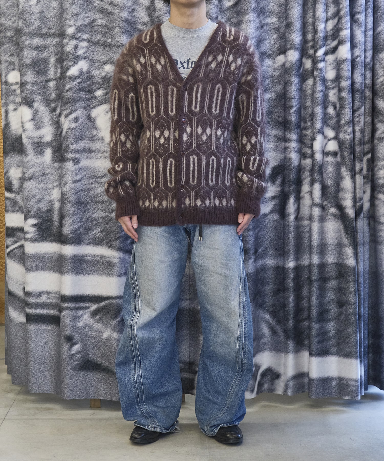 Mohair Cardigan Geometric Needles