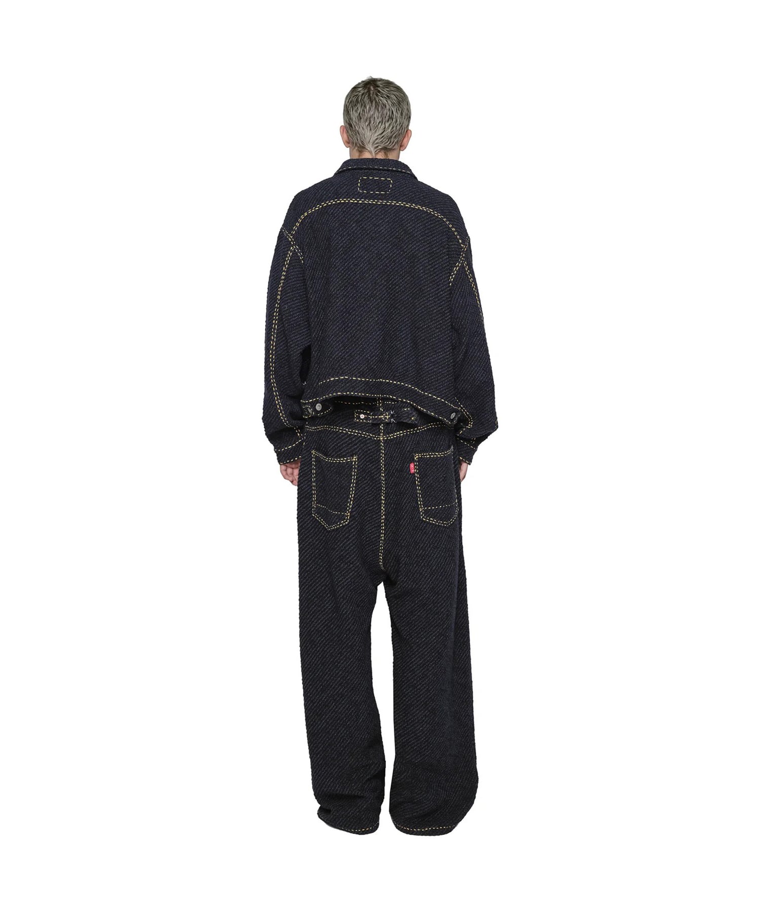 Hand Stitched Rigid Denim Knit Jacket gim context