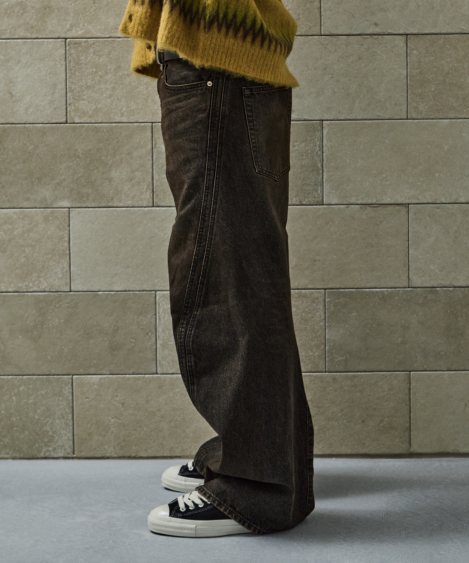3D TWISTED WIDE LEG JEANS NVRFRGT