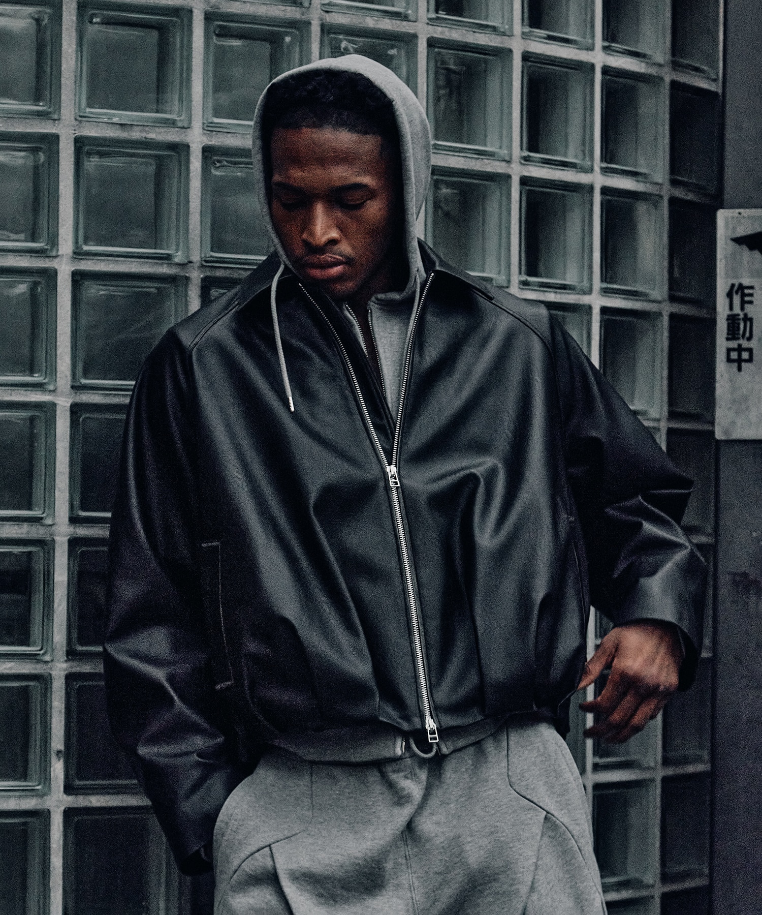 BALOON ZIP UP JACKET FAUX LEATHER CONZ