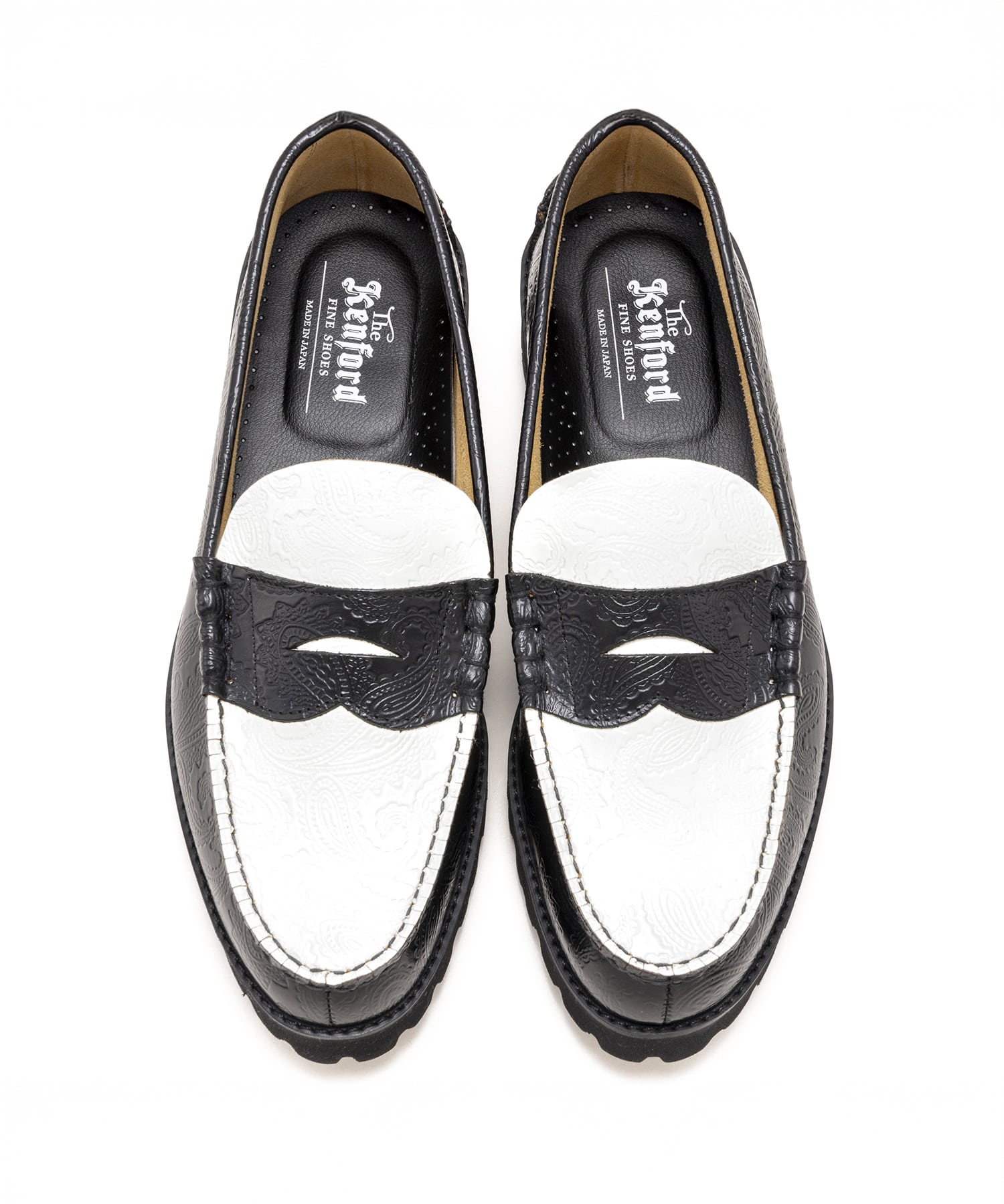 TANK SOLE LOAFERS BLK WHT PAISLEY The Kenford FINESHOES