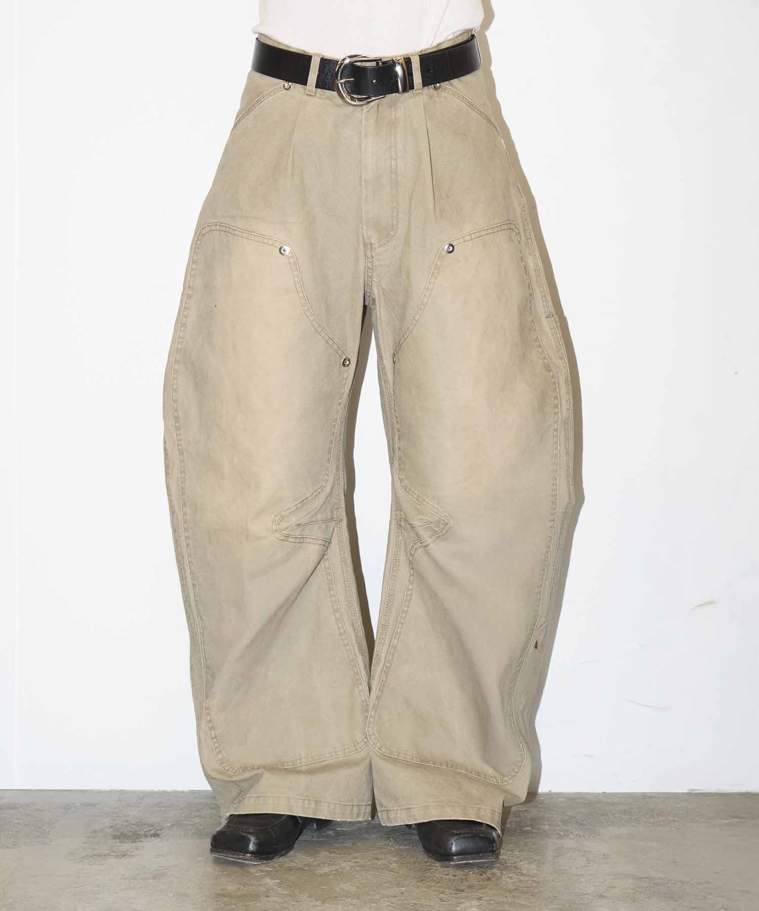 BASICKS×DUCK DOUBLE KNEE CURVED LEG PANTS CONZ