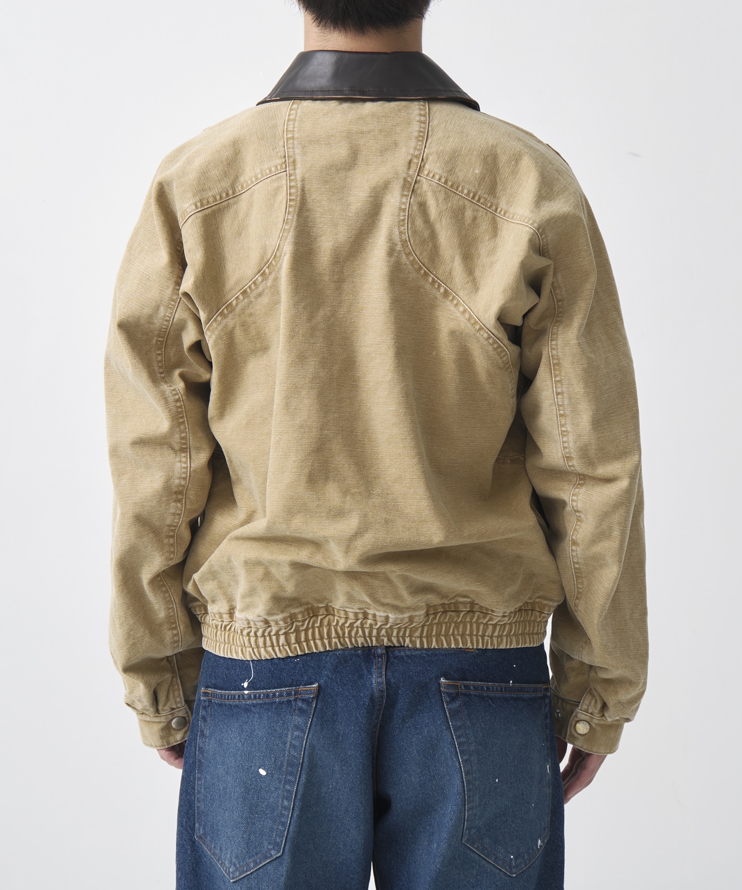 別注 Leather collar utility jacket NVRFRGT