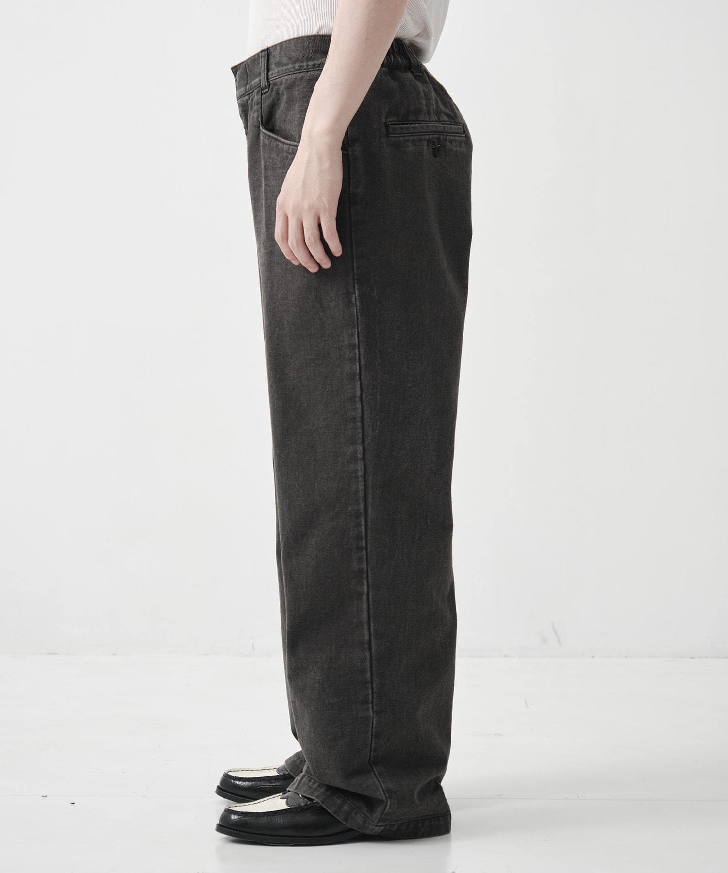 Color Denim Square Leg Easy Trousers 