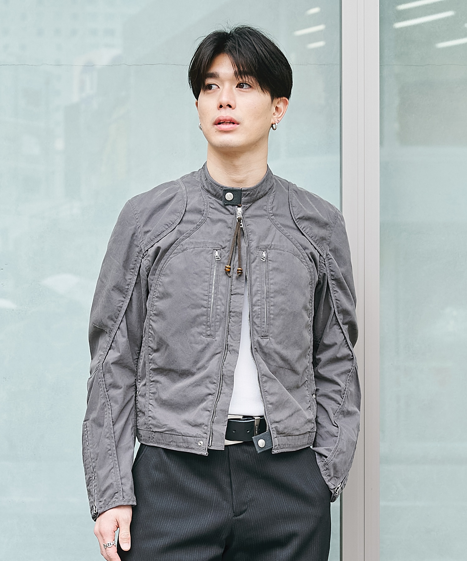 PANELLED MOTOR CYCLE JACKET NVRFRGT