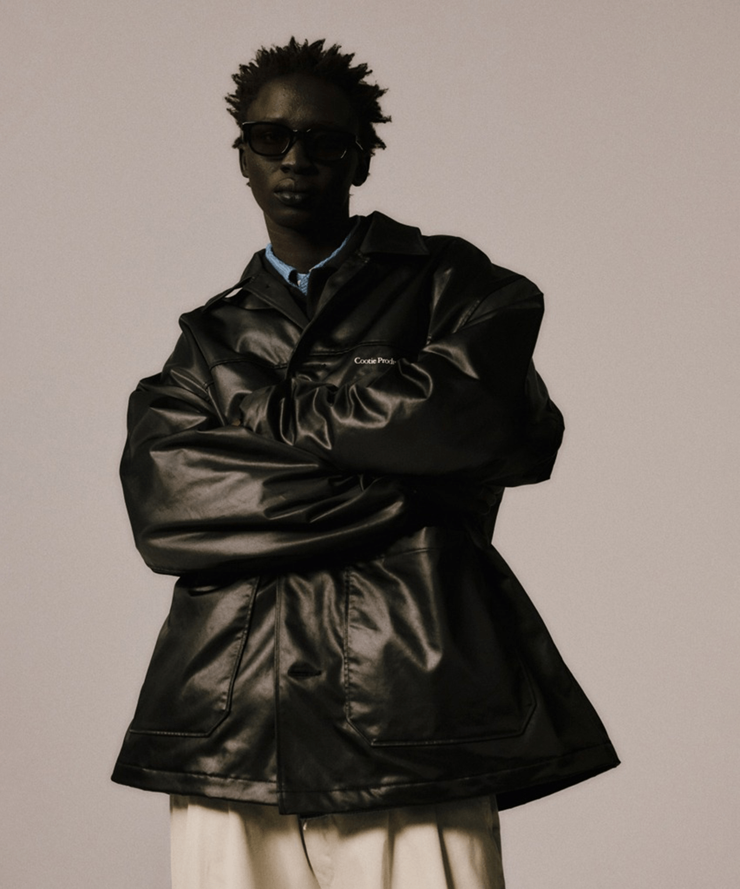 Damp Coated Satin Car Coat COOTIE PRODUCTIONS