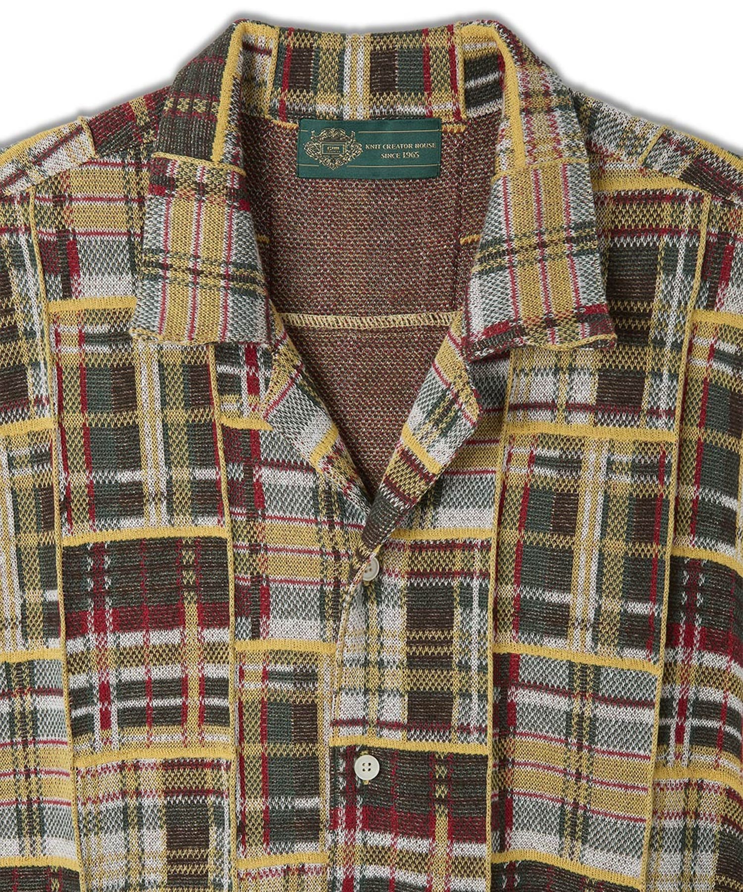 Knitted Patchwork Open Collar Shirt gim context