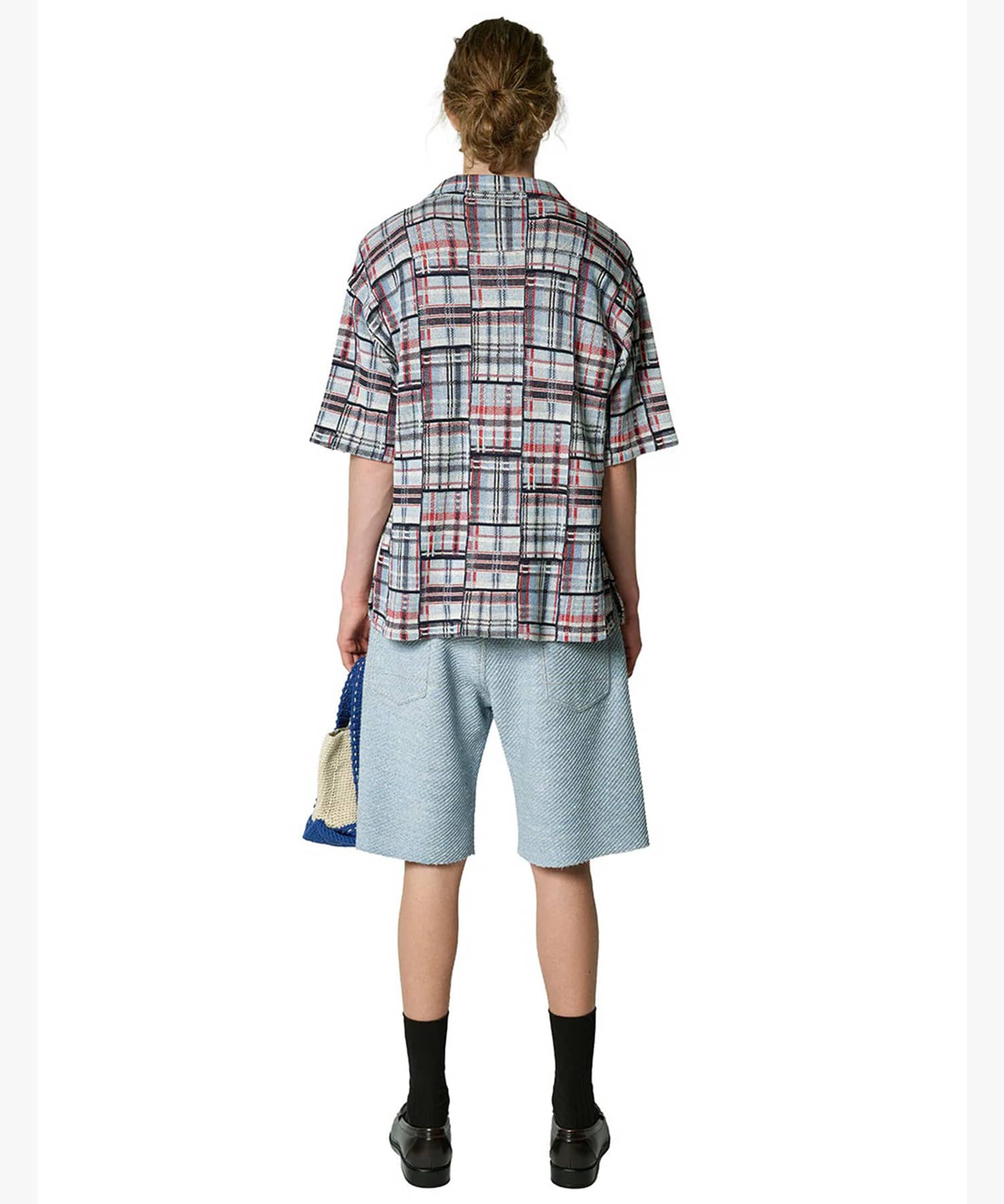 Knitted Patchwork Open Collar Shirt gim context