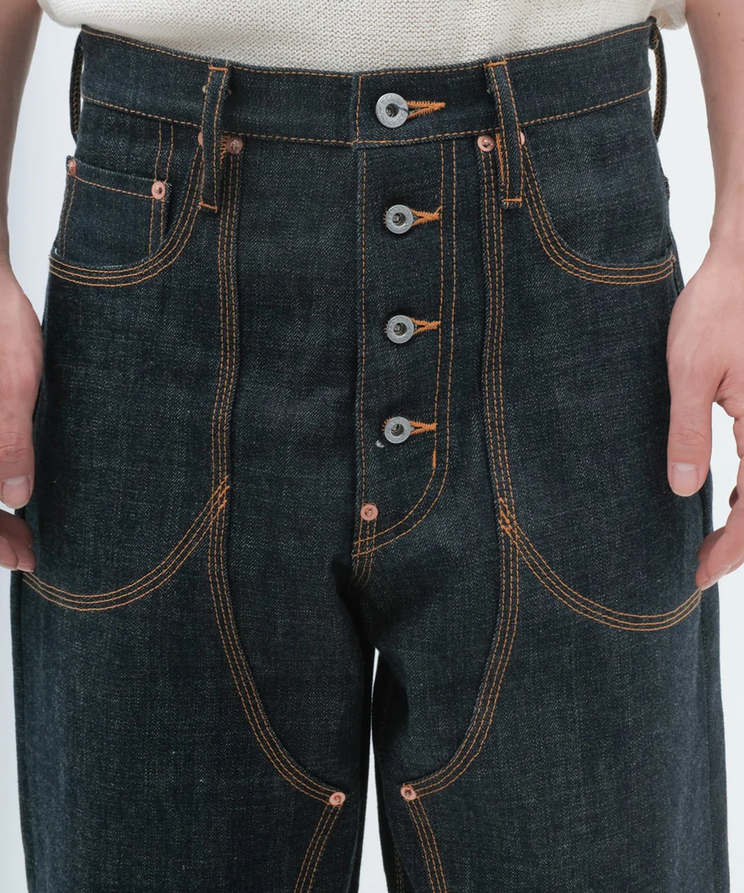 CLASSIC DOUBLE KNEE DENIM PANTS SUGARHILL