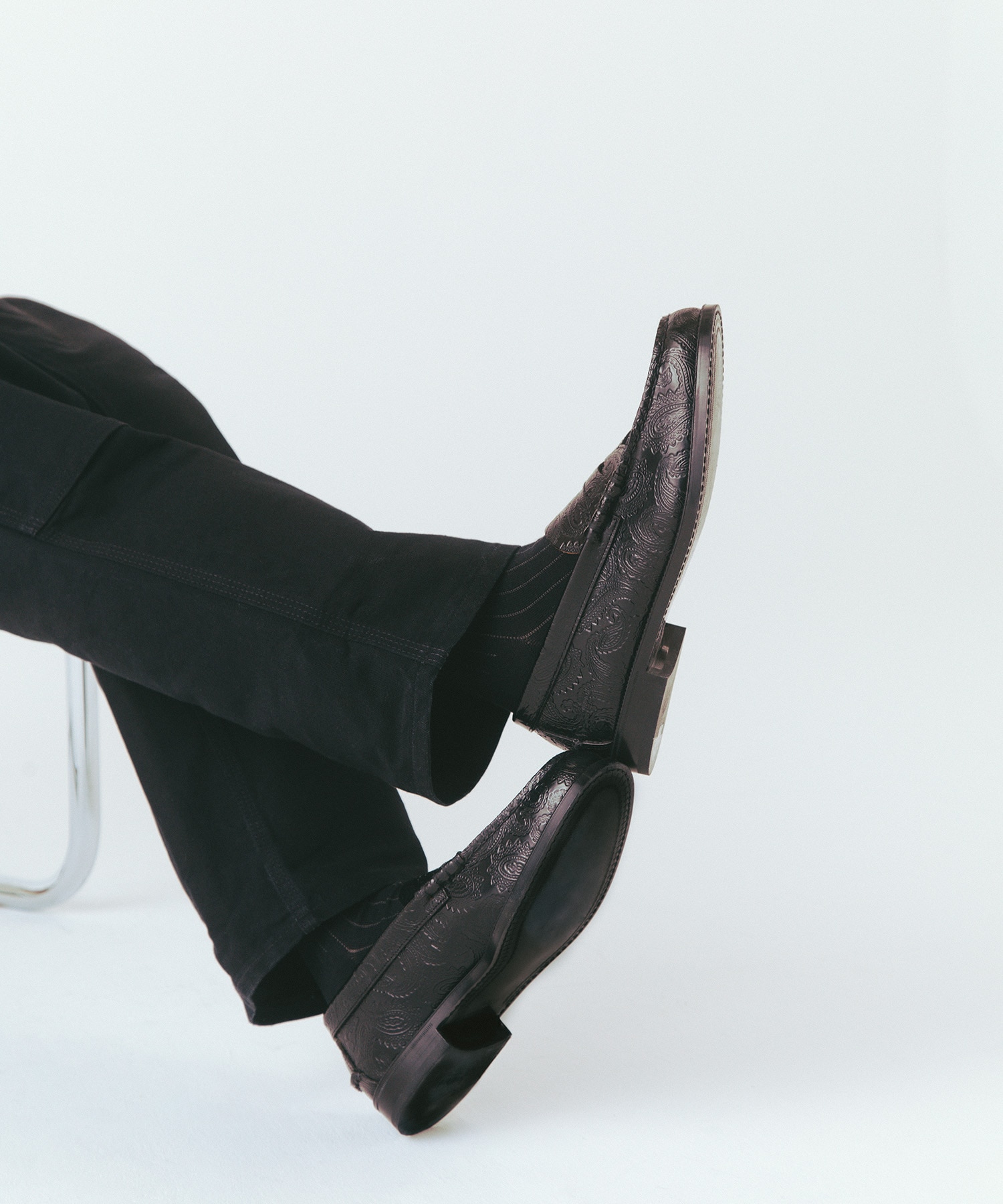 EMBOSSED LOAFERS BLACK PAISLEY The Kenford FINESHOES