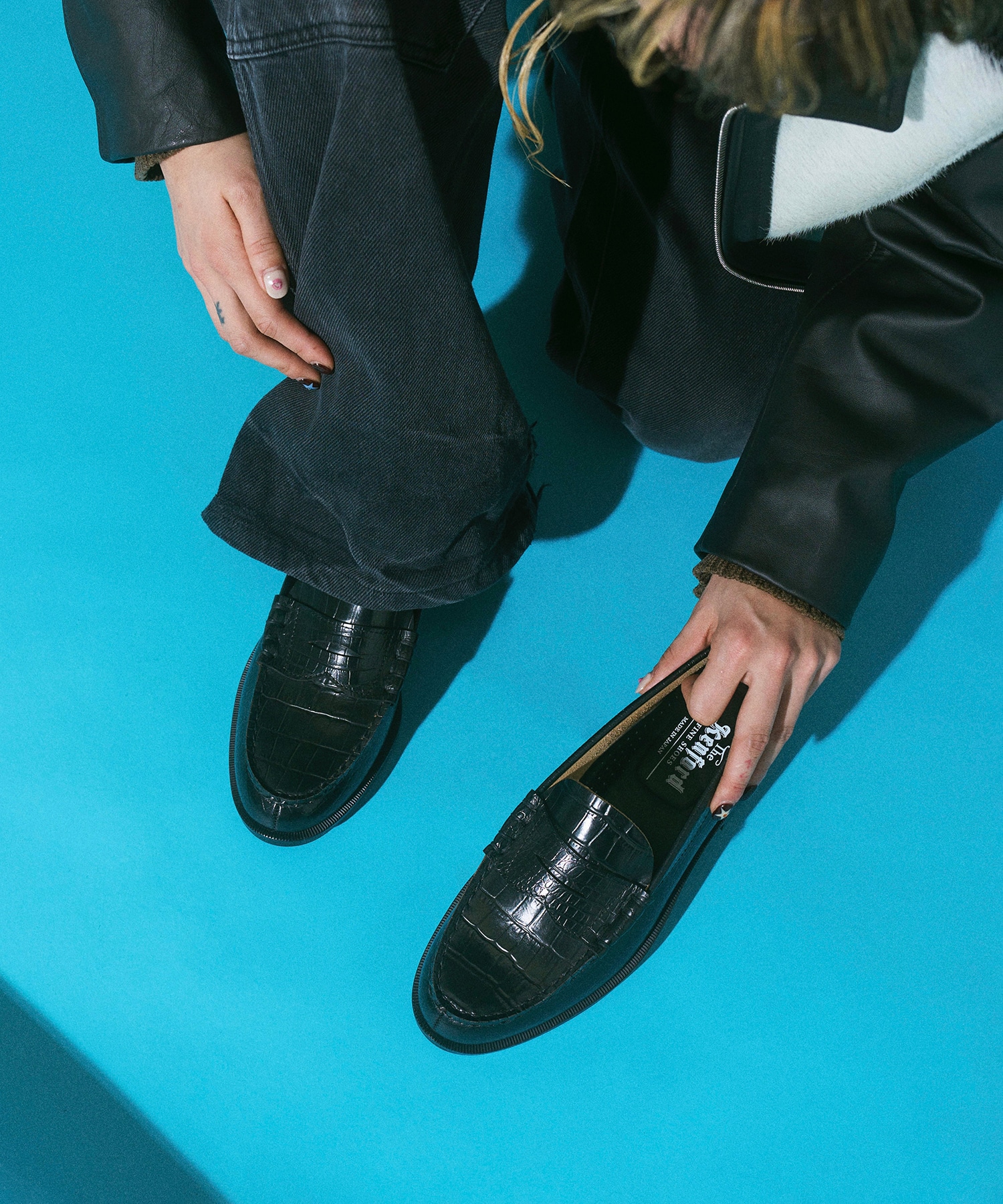 EMBOSSED LOAFERS BLACK CROCODILE COMBI The Kenford FINESHOES