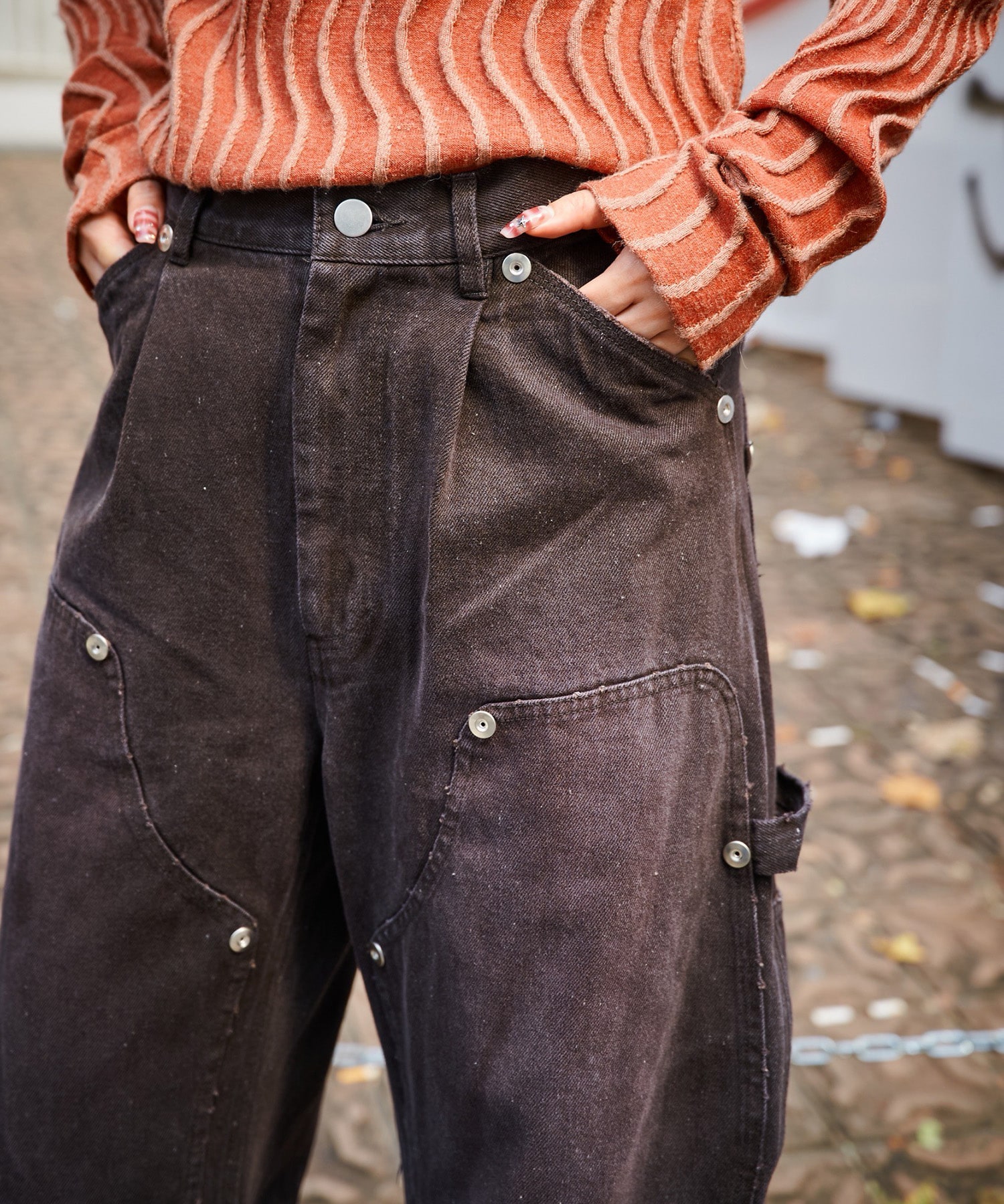 DOUBLE KNEE CURVED LEG JEANS CONZ