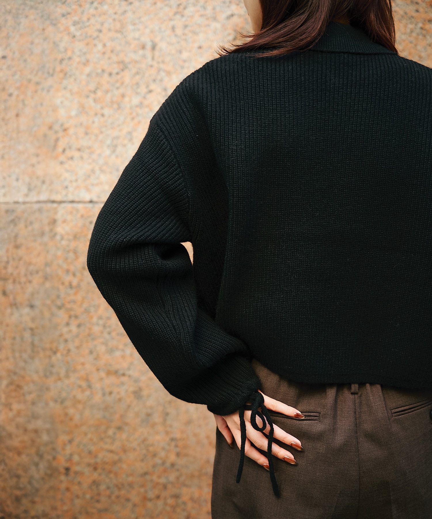 EX.cashmere slit neck loose short knit Knuth Marf