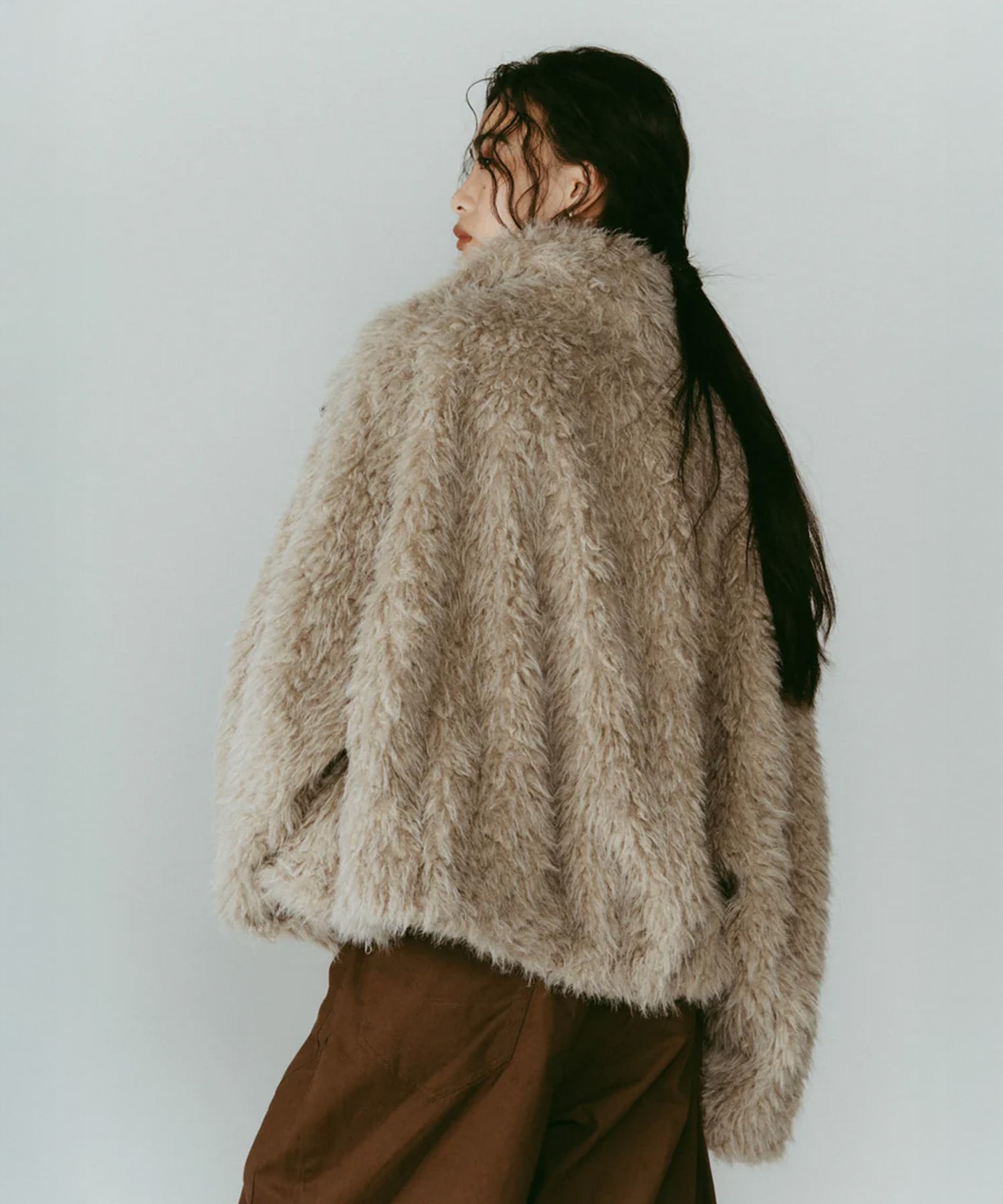 shaggy stand collar coat Knuth Marf