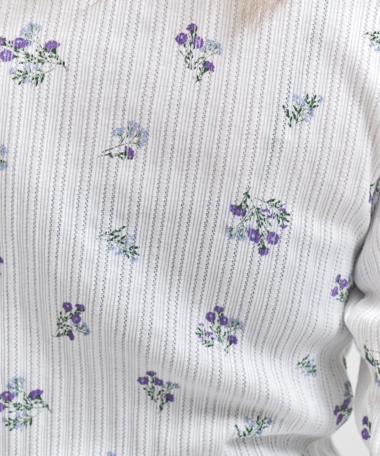 COTTON EYELET RIB FLOWER SQUARE NECK PULLOVER JANE SMITH