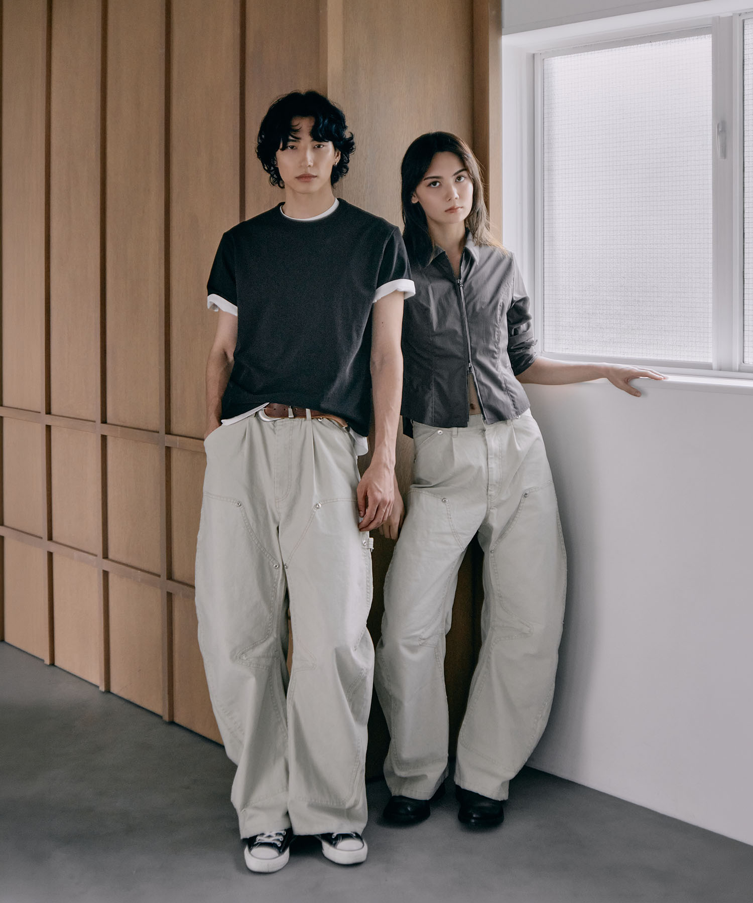 CONZ duck double knee curved leg pants｜コンズ ダックダブルニー