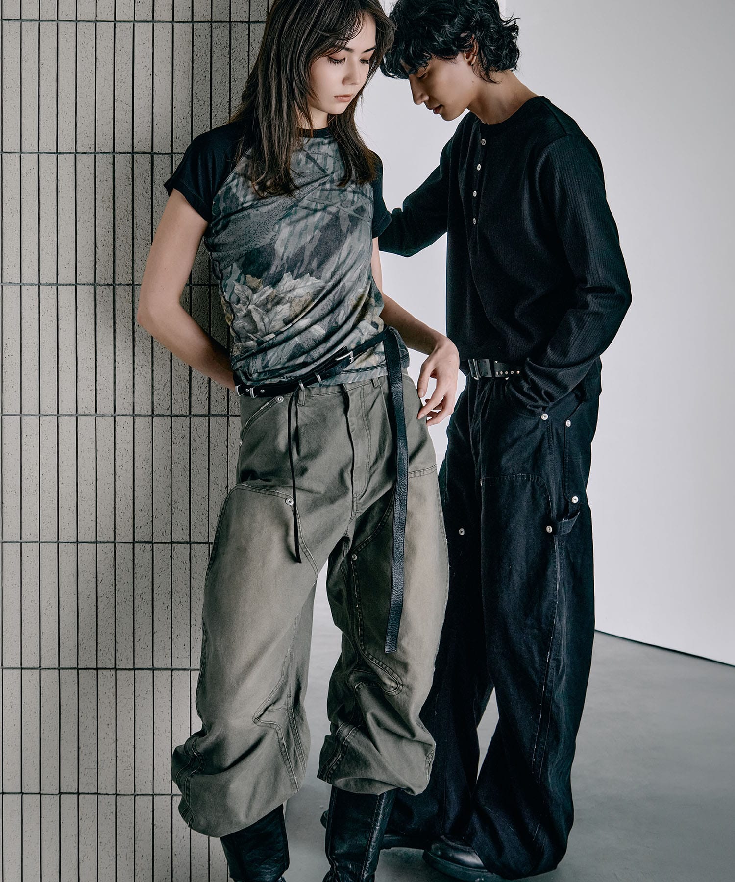 duck double knee curved leg pants CONZ