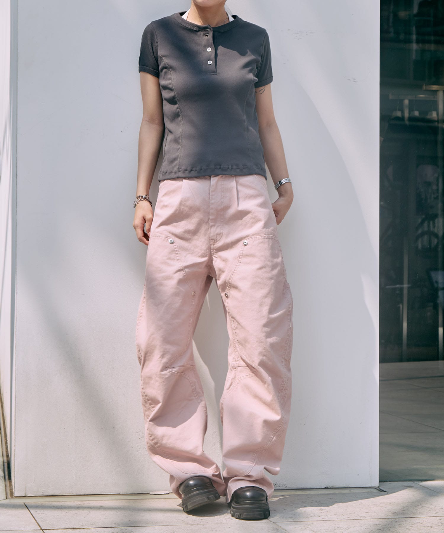 duck double knee curved leg pants CONZ