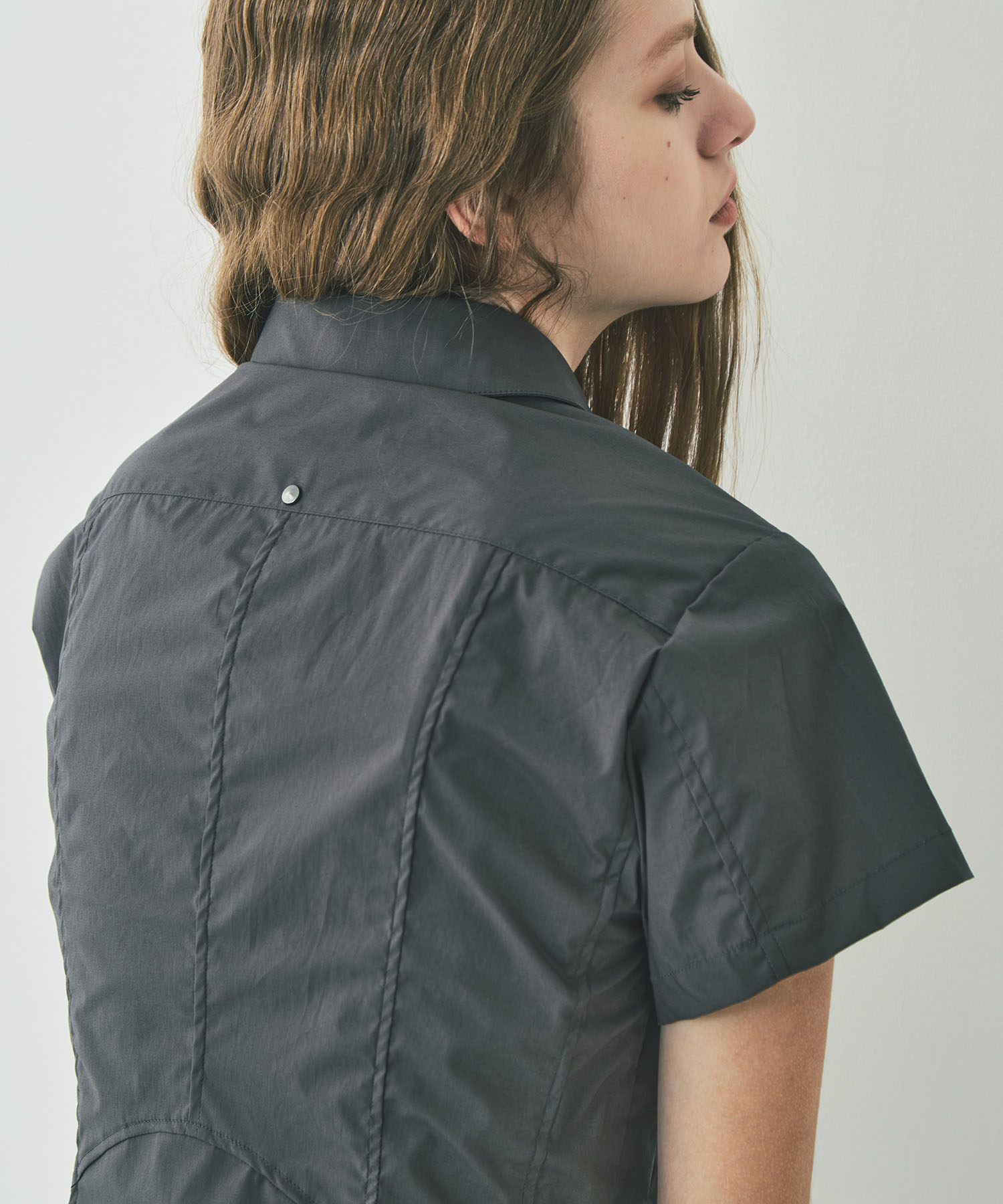 fitted zip up shirt short sleeve CONZ