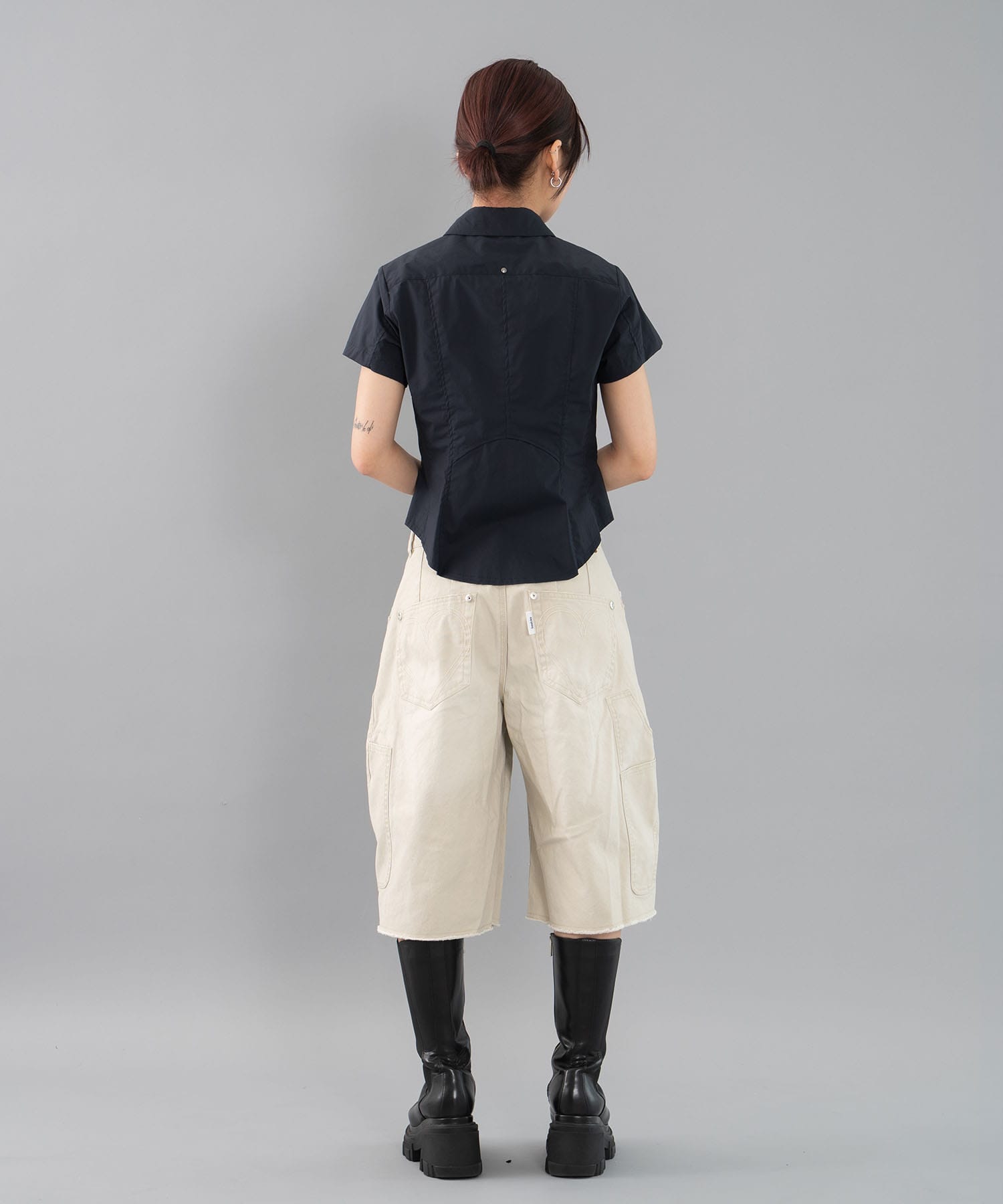 fitted zip up shirt short sleeve CONZ