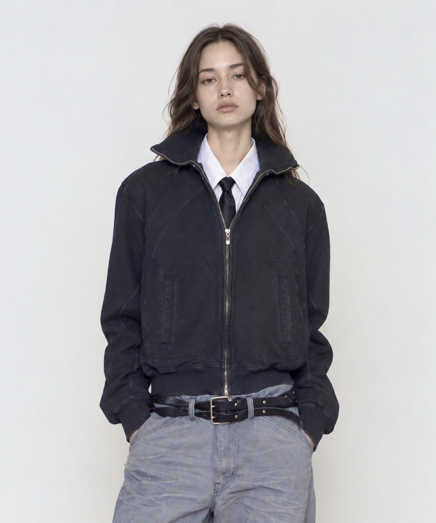 PANELED ZIP UP SWEAT SHIRT NVRFRGT
