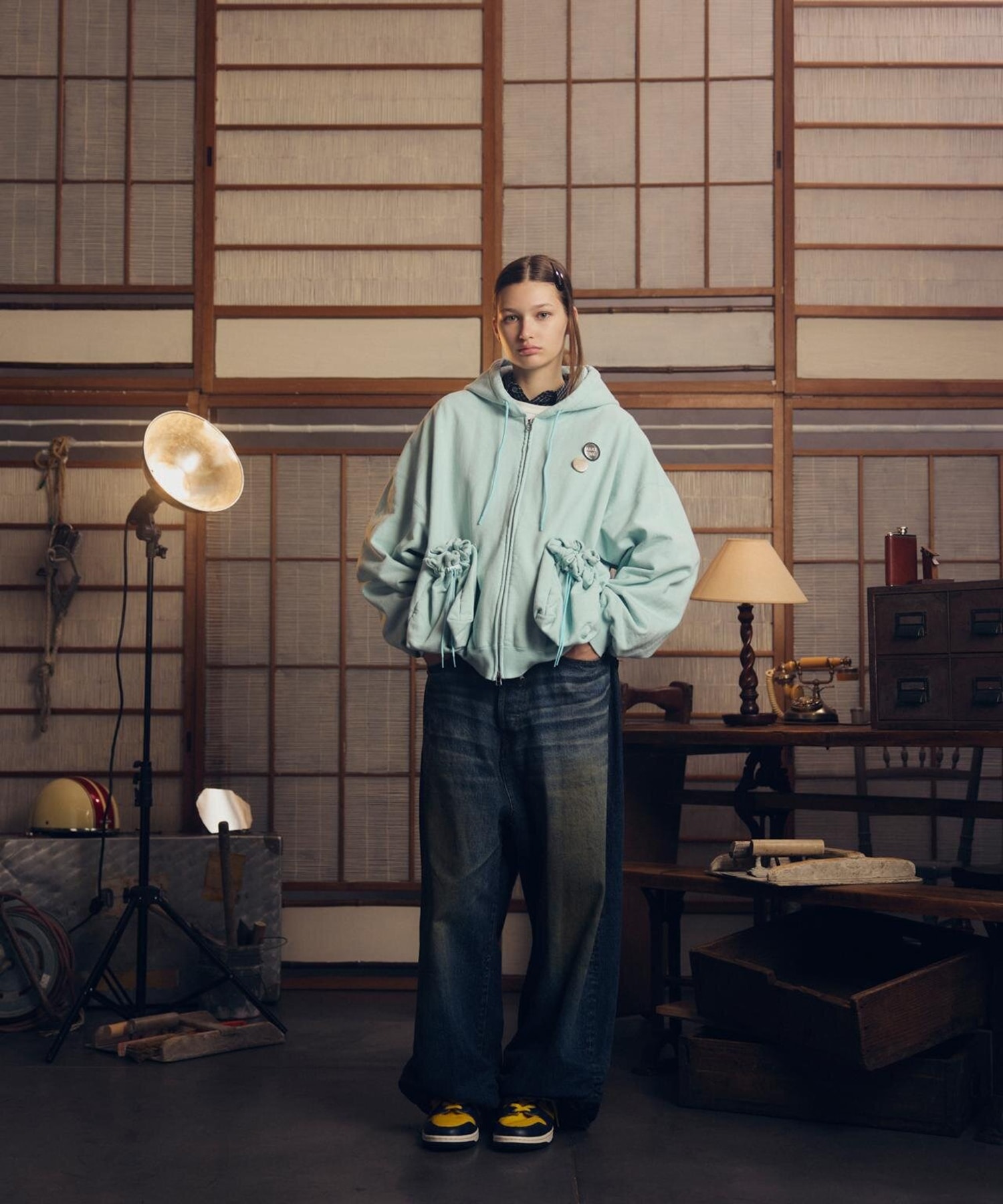 FRESH MAN DENIM WIDE PANTS USED refomed