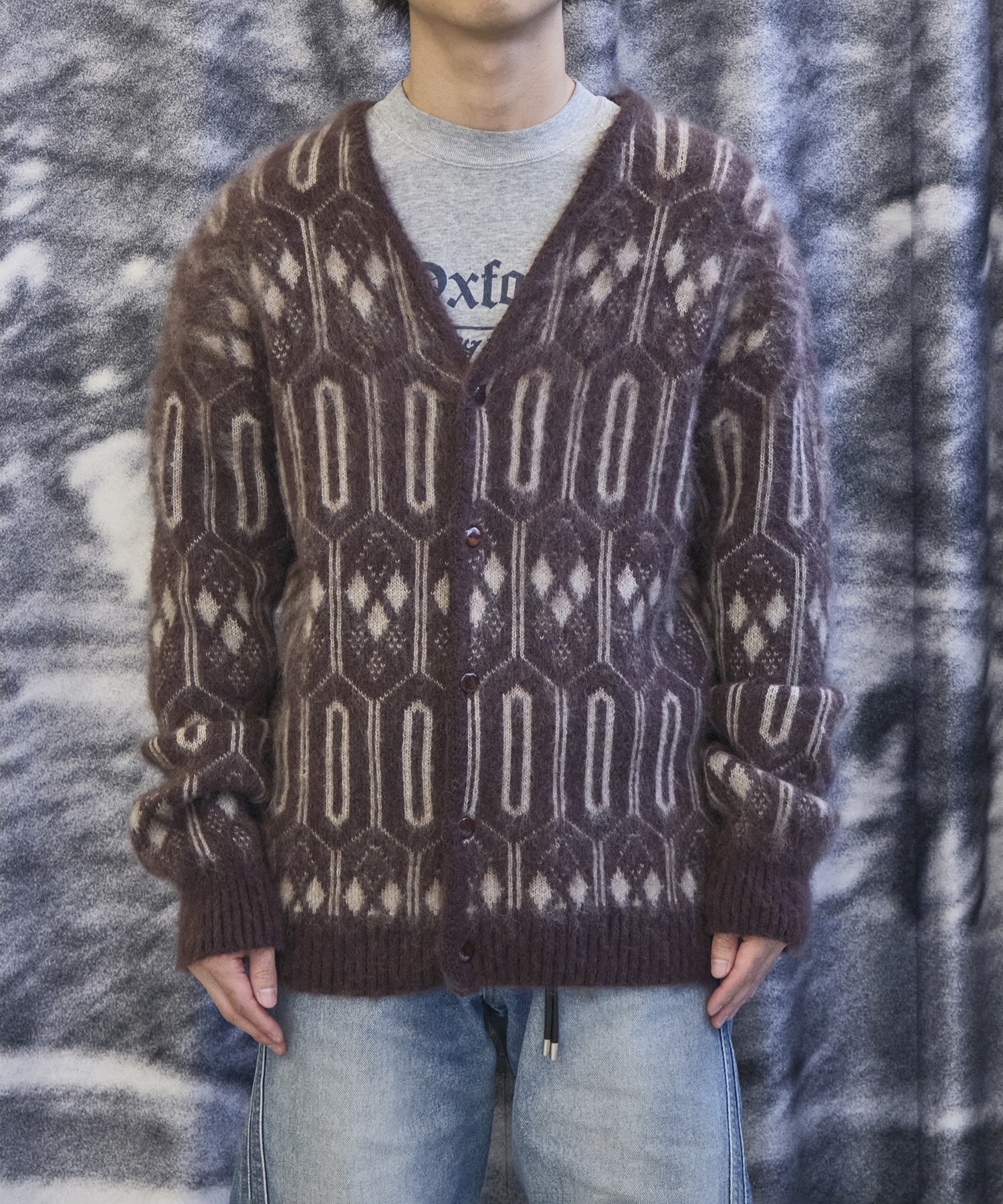 Mohair Cardigan Geometric Needles