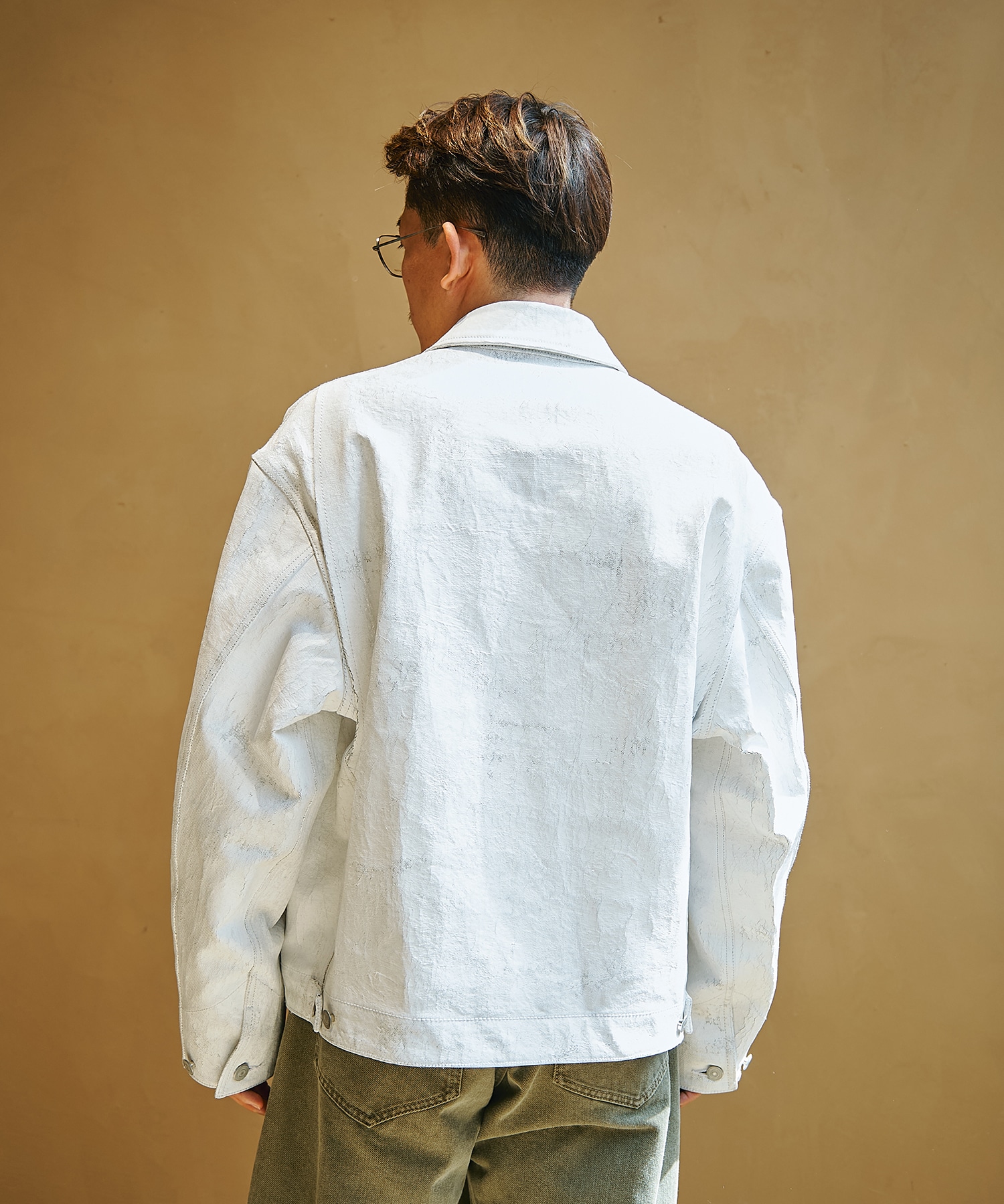 COTTON White Painted Zip Blouson Nomat