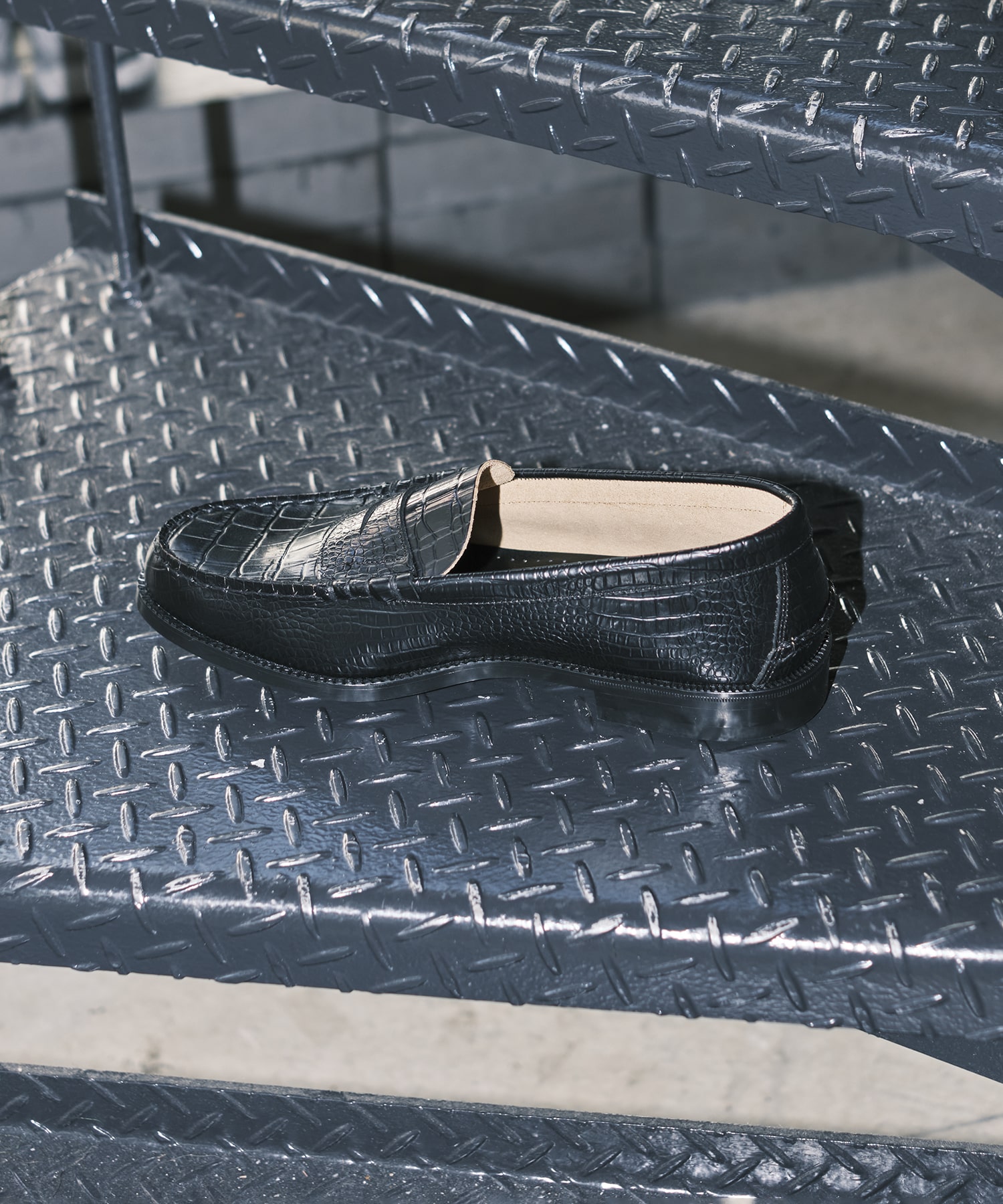 EMBOSSED LOAFERS BLACK CROCODILE COMBI The Kenford FINESHOES