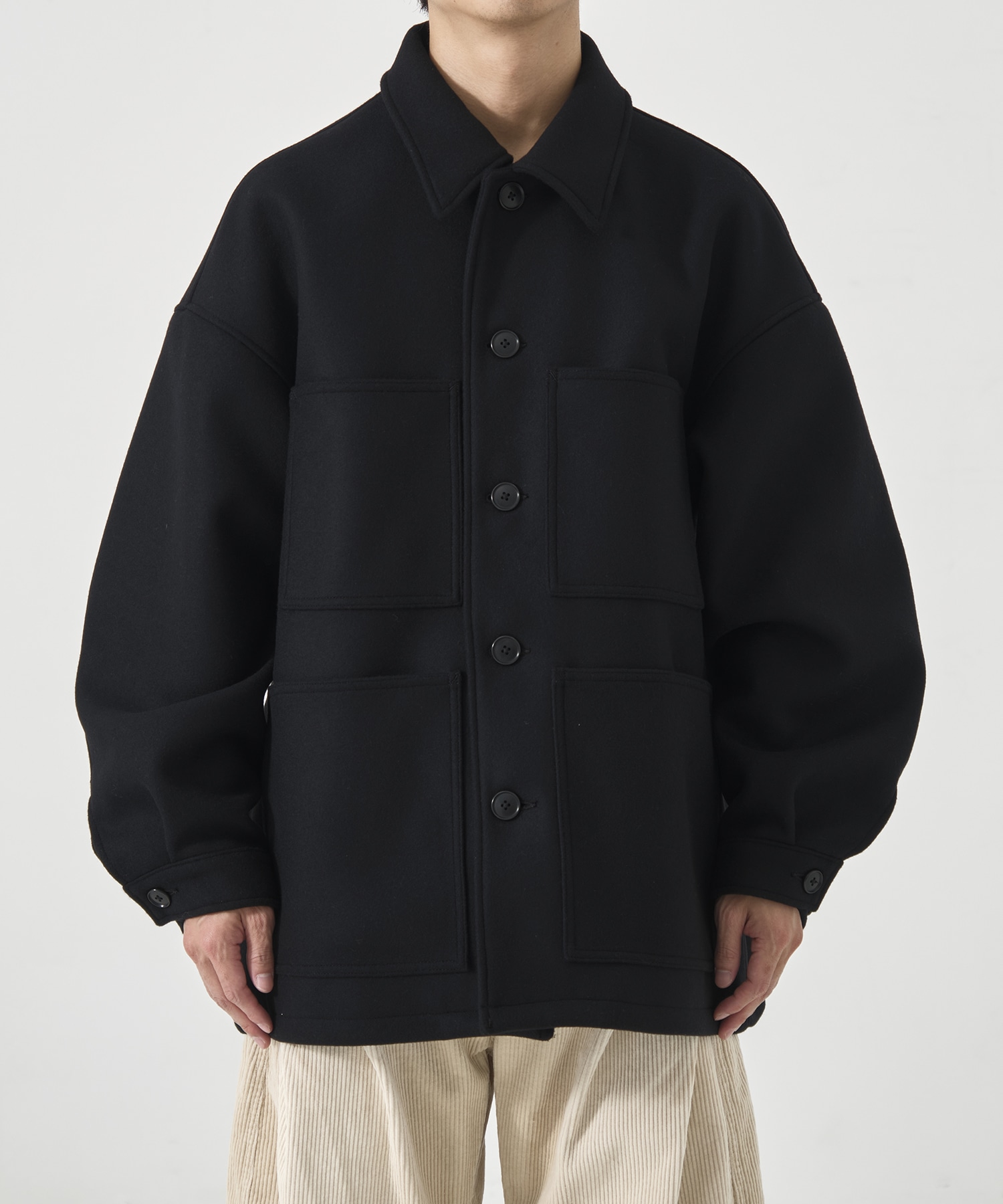 Wool Melton Coverall(S BLACK): COOTIE PRODUCTIONS: MENS｜CONZ