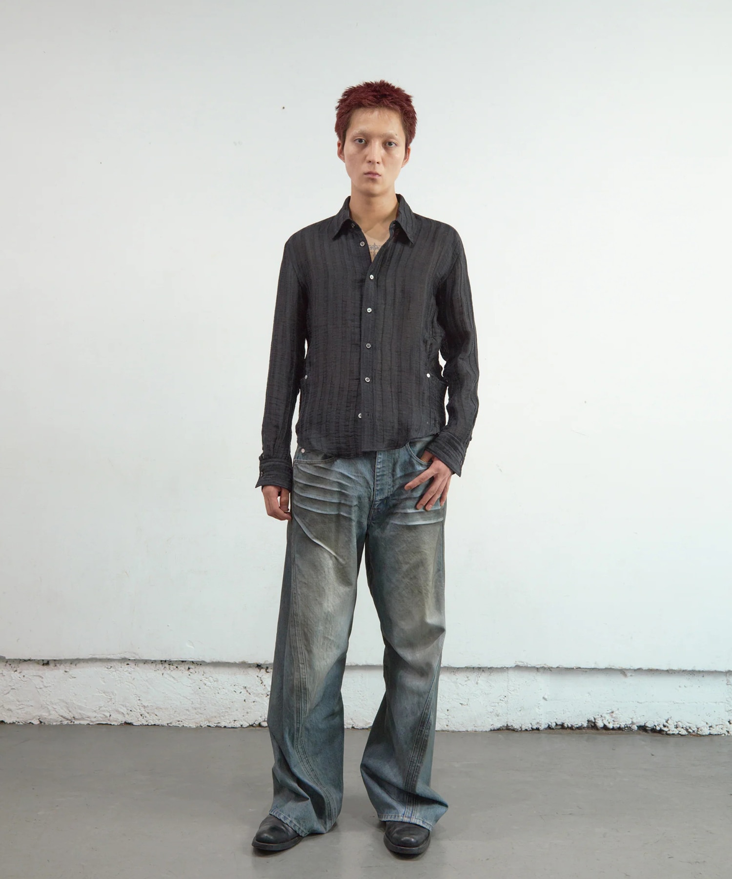 3D TWISTED WIDE LEG JEANS NVRFRGT